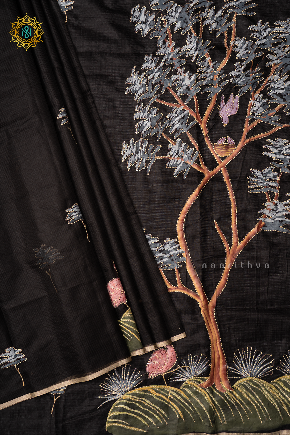 BLACK - KOTA COTTON WITH KATHA WORK