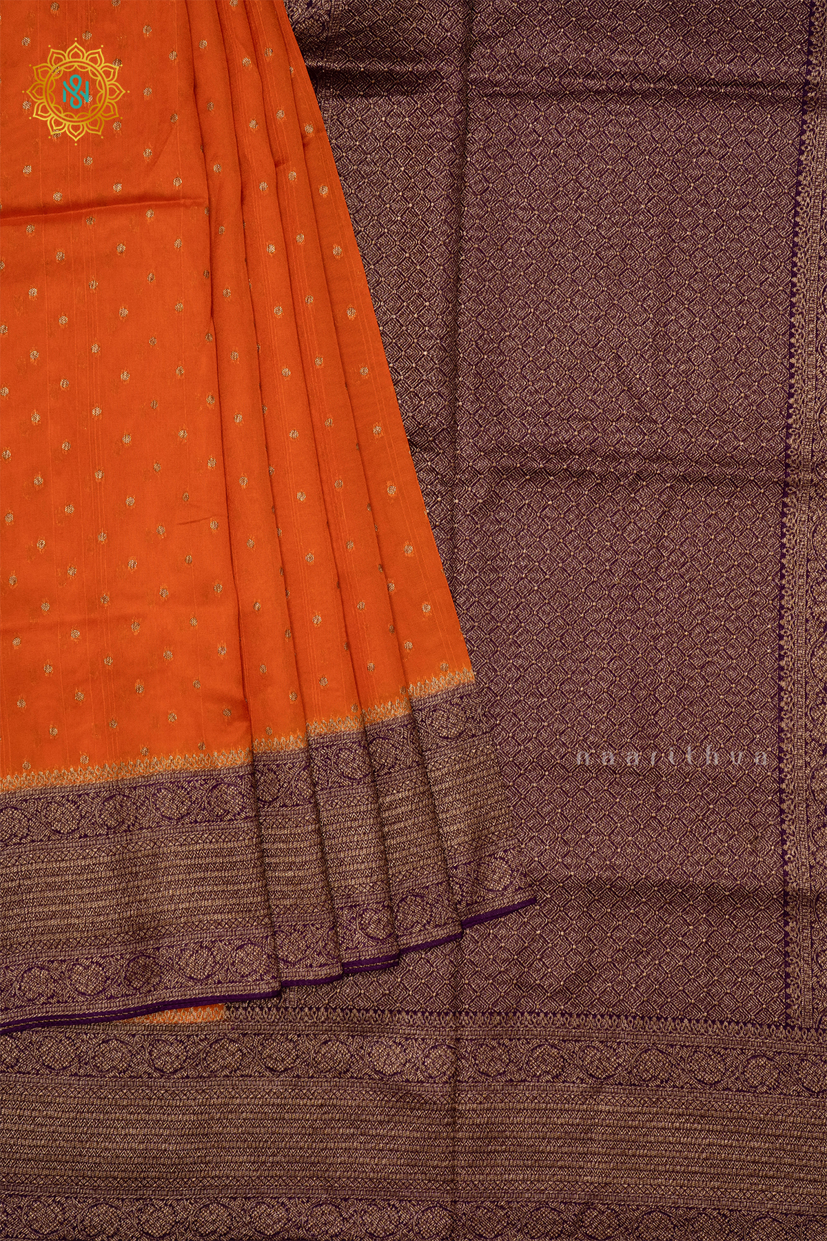 ORANGE WITH PURPLE - SEMI BANRASI RAW SILK