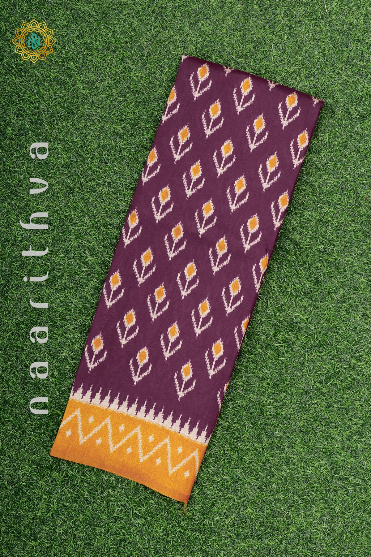 MAROON WITH MANGO YELLOW - DOLA SILK