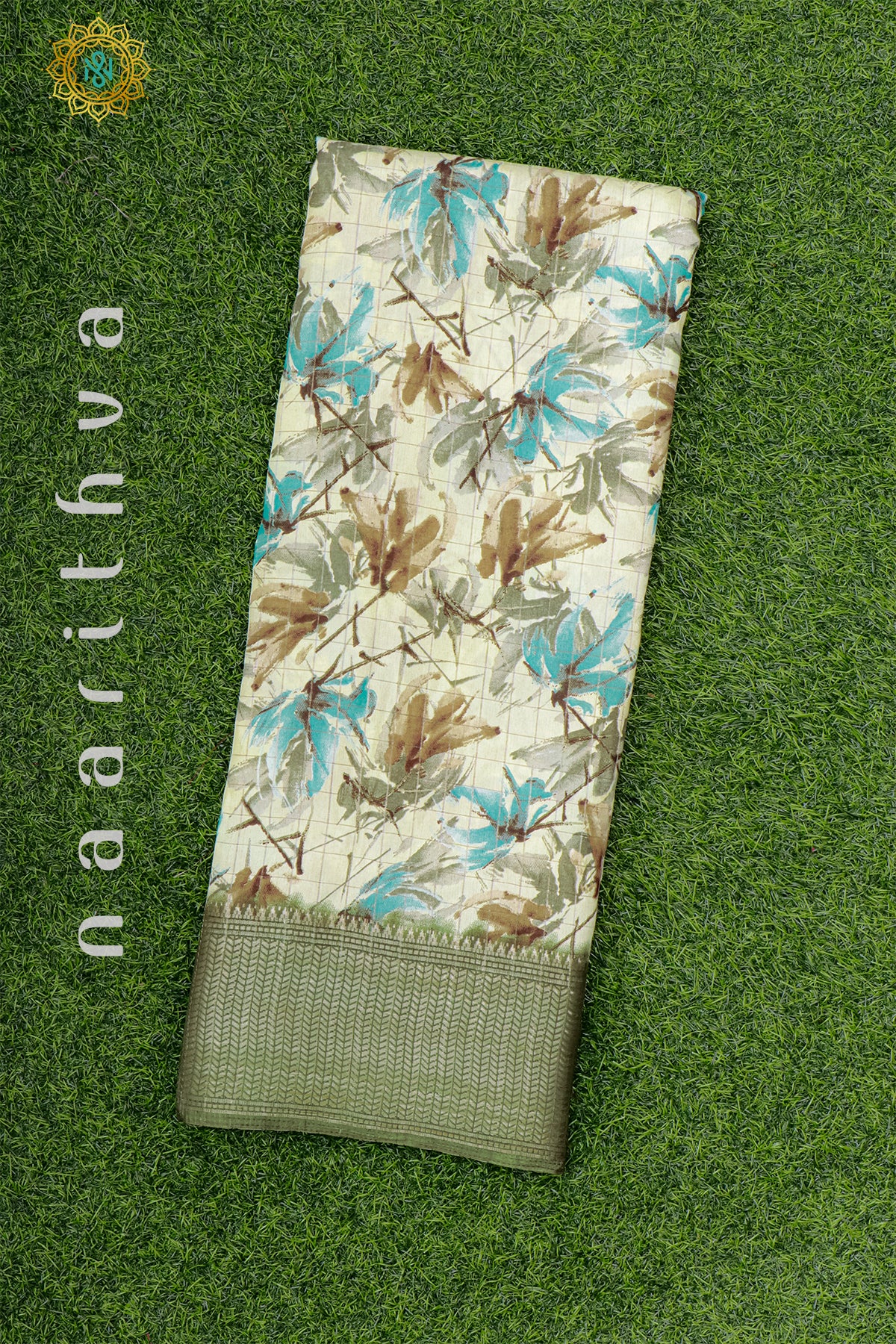 OFF WHITE WITH GREEN - DOLA SILK