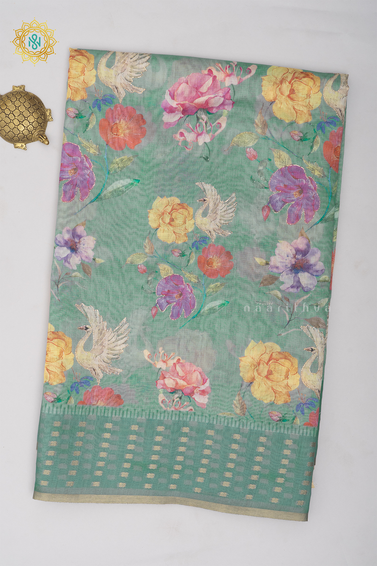 AQUA GREEN - CHANDERI SILK COTTON