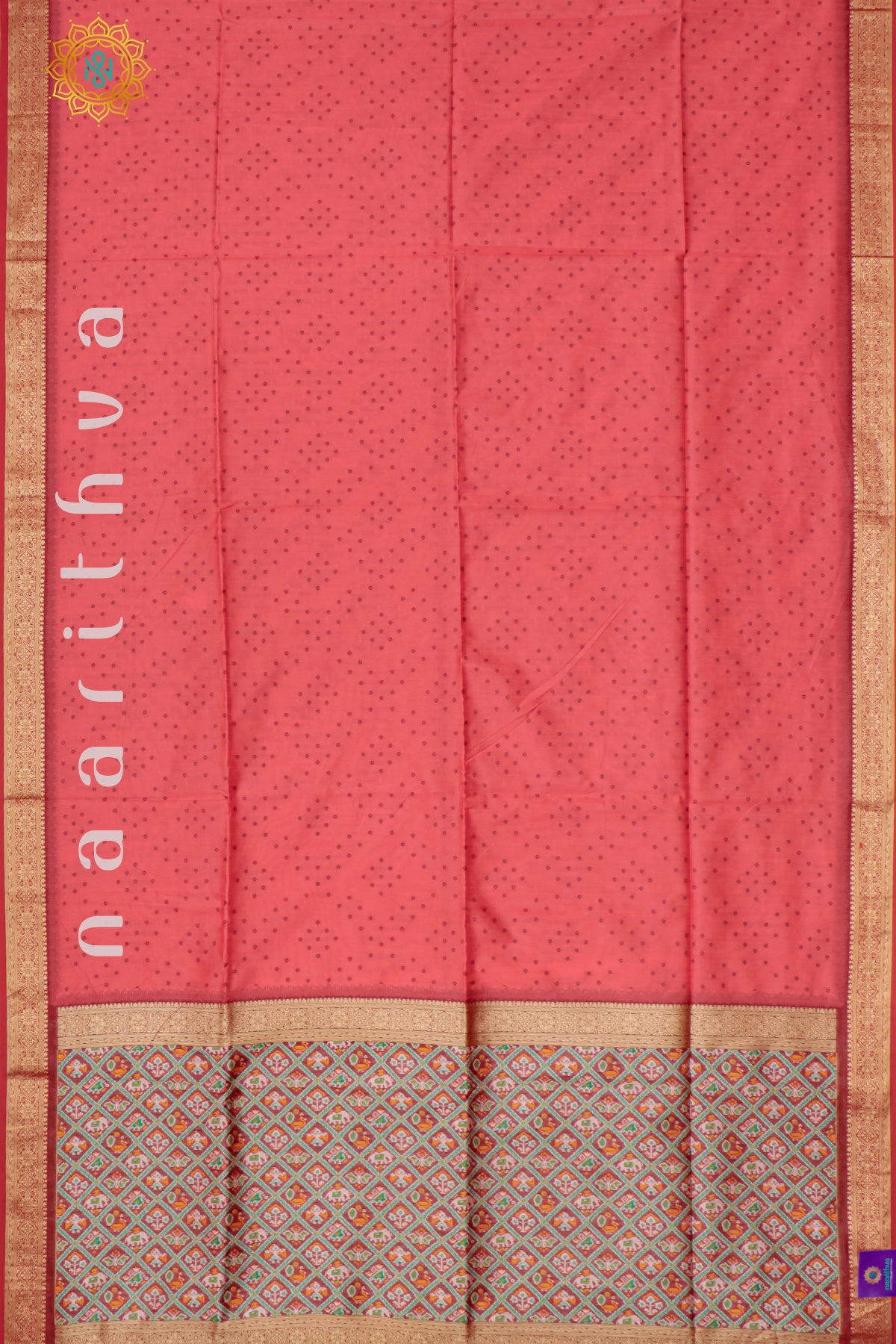 REDDISH PEACH WITH MAROON - SILK COTTON