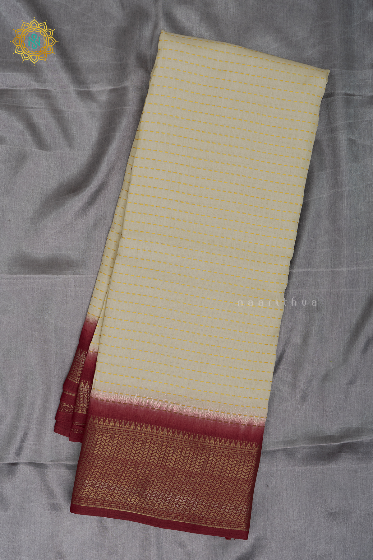 WHITE WITH MAROON - DOLA SILK