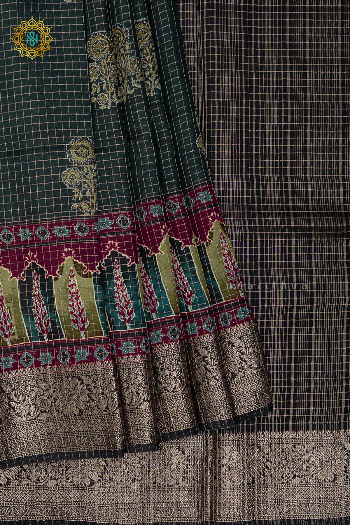 BOTTLE  GREEN - SEMI CREPE SILK