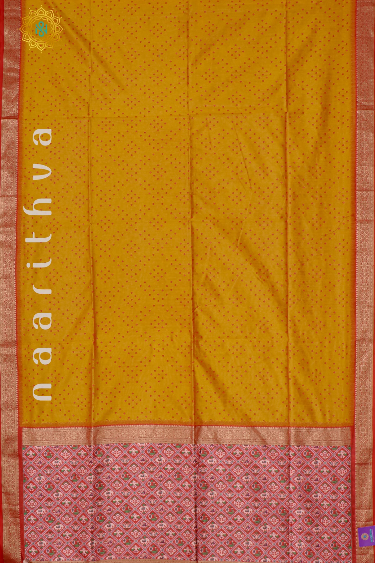 MUSTARD WITH RED - SILK COTTON