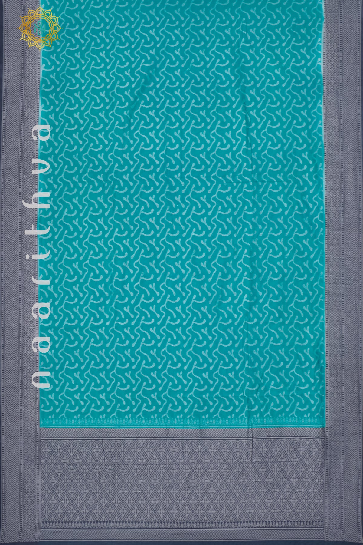 SKY BLUE WITH ELEPHANT GREY - JUTE COTTON