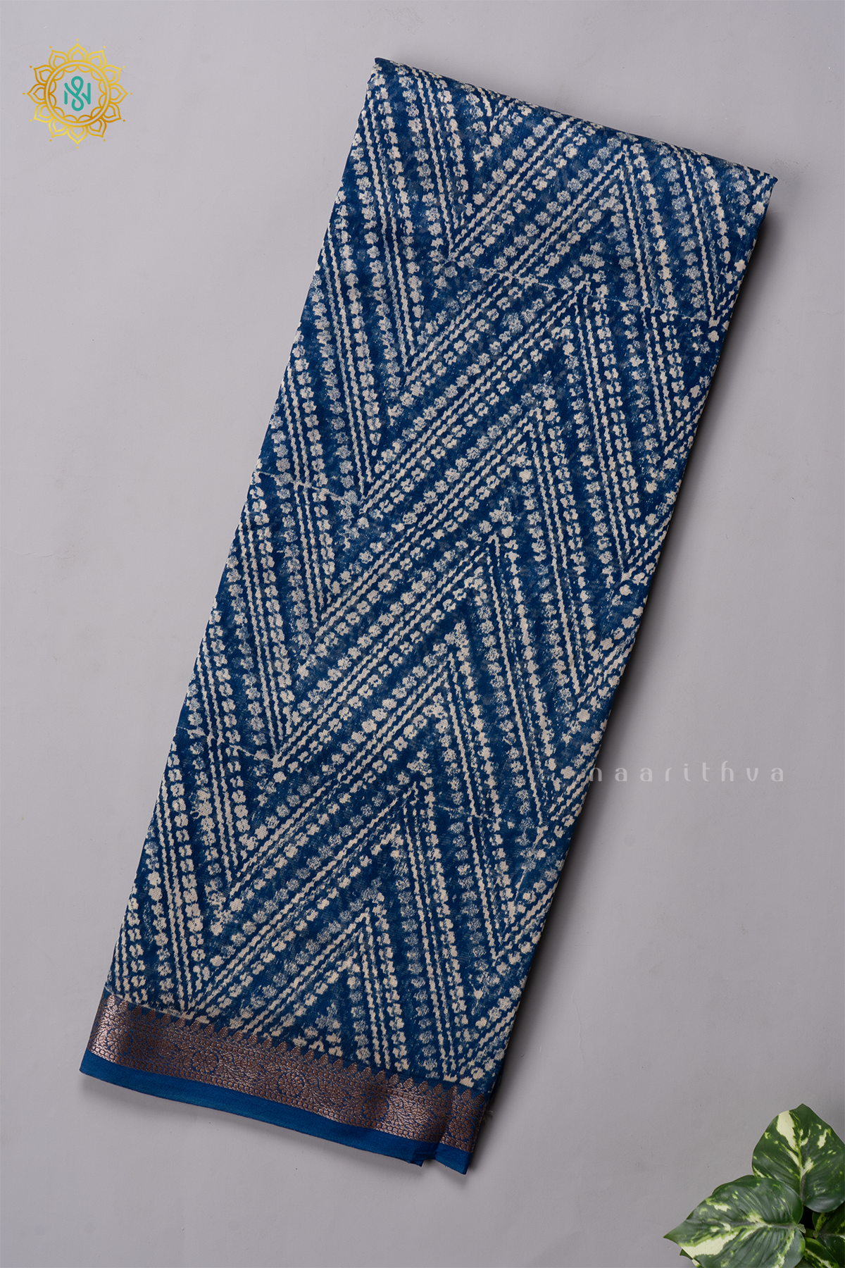 INDIGO WITH RED - CHANDERI SILK COTTON