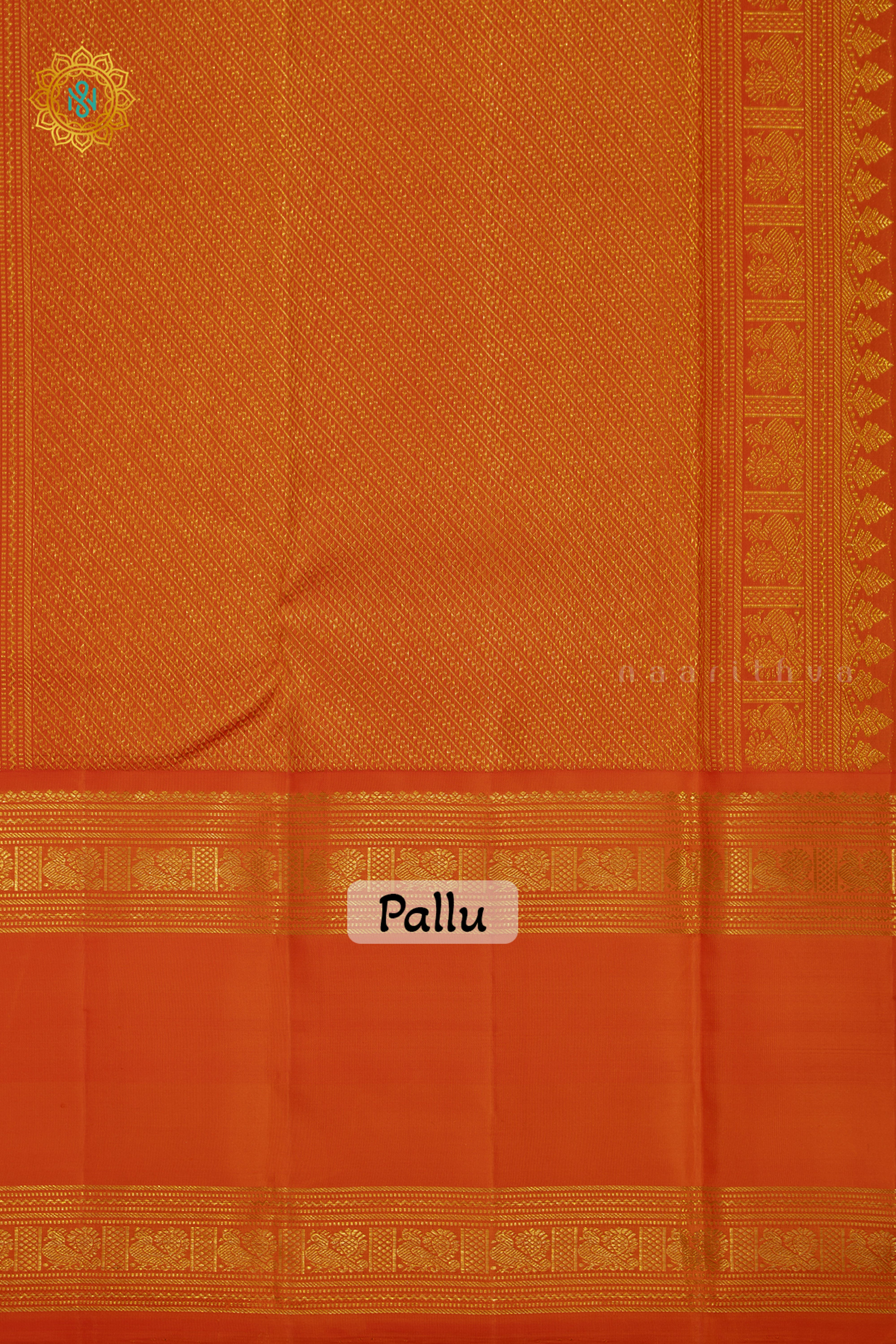 BOTTLE GREEN WITH ORANGE - PURE KANJIVARAM SILK