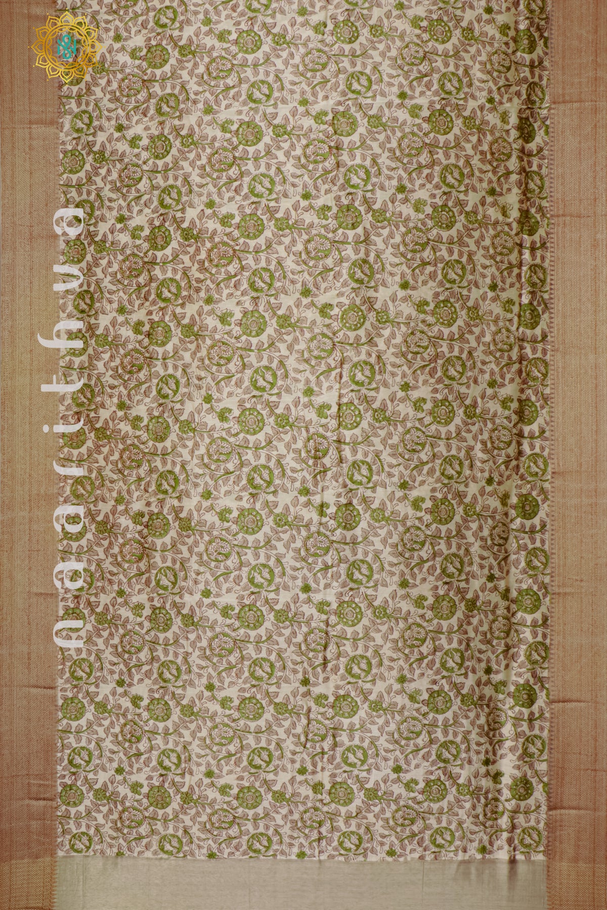 GREEN WITH GREY - CHANDERI SILK COTTON