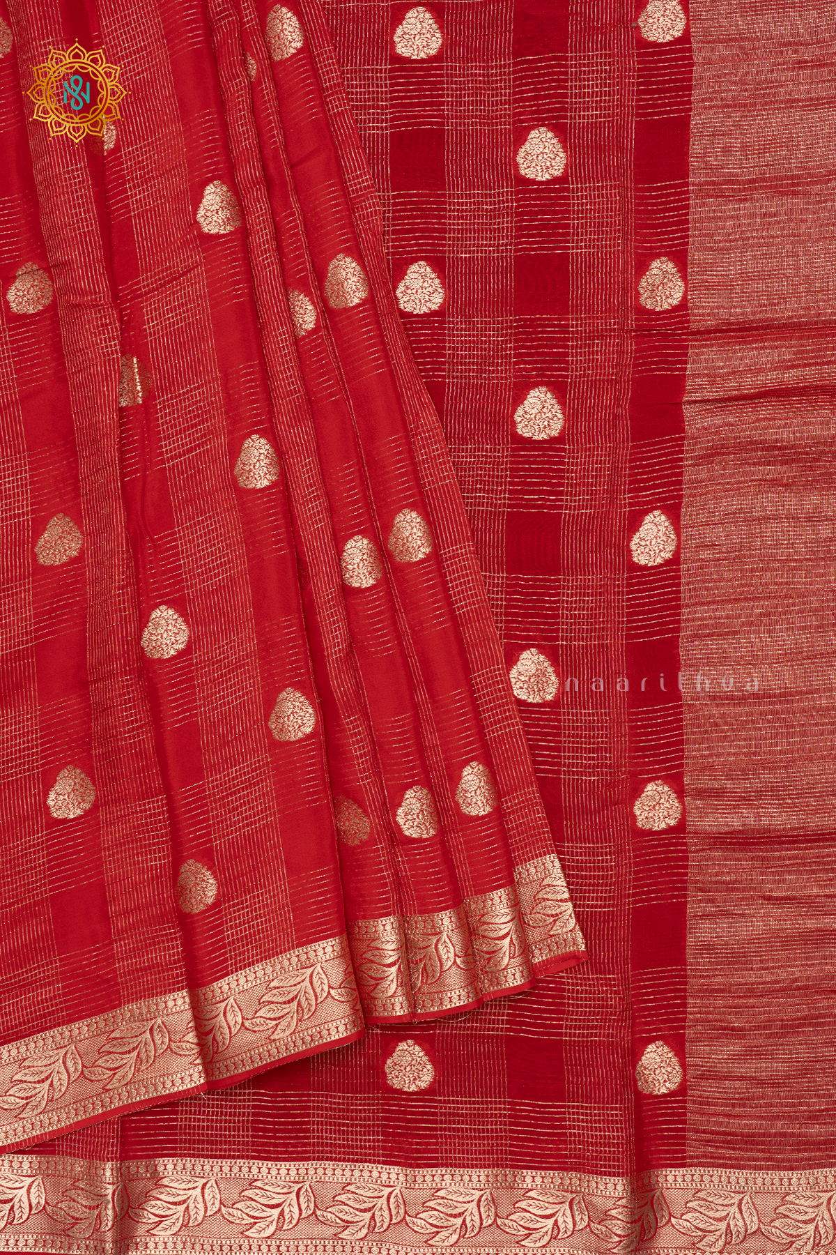 RED WITH GREEN - DOLA SILK