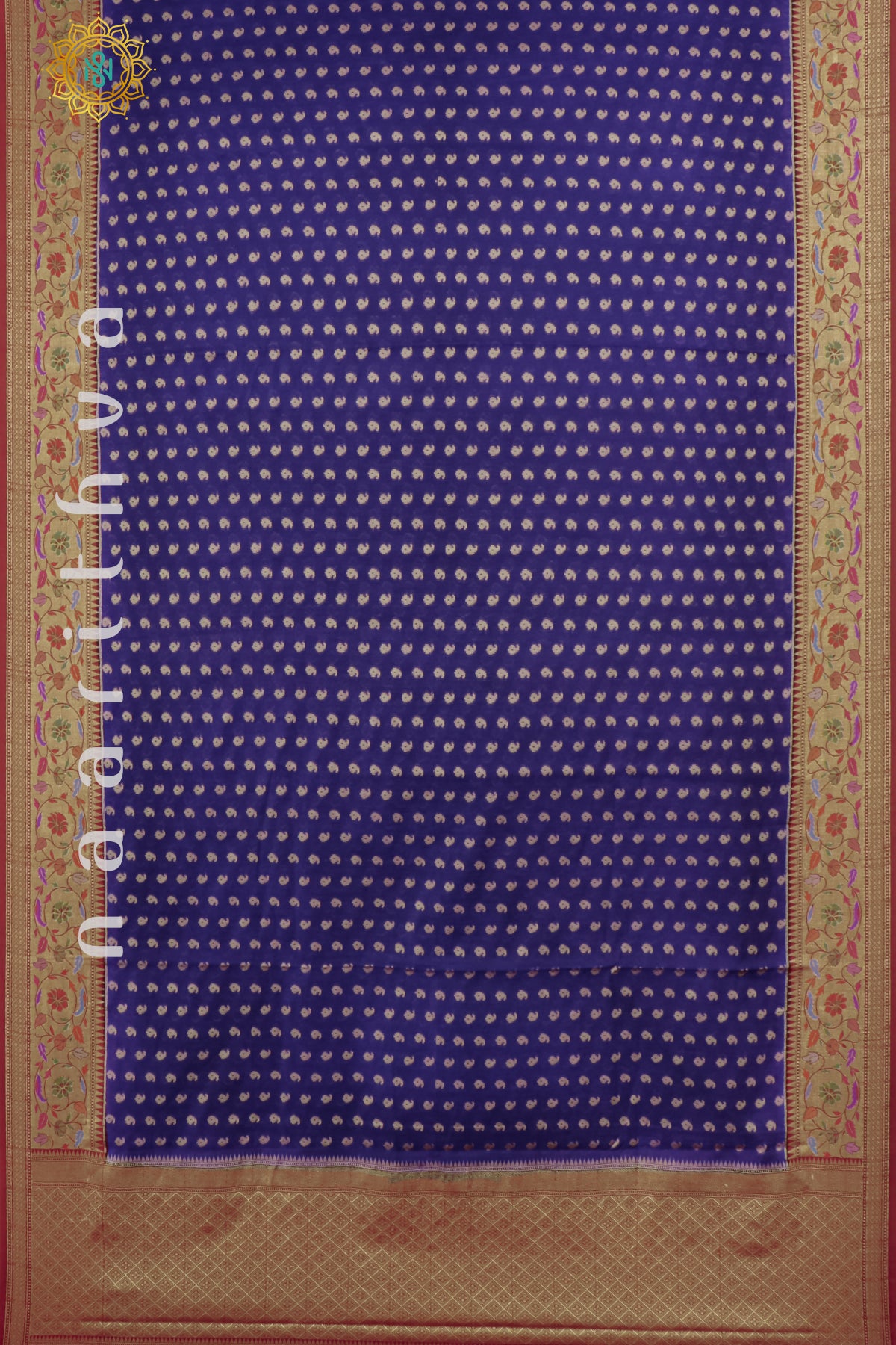 BLUE WITH RED - JUTE COTTON