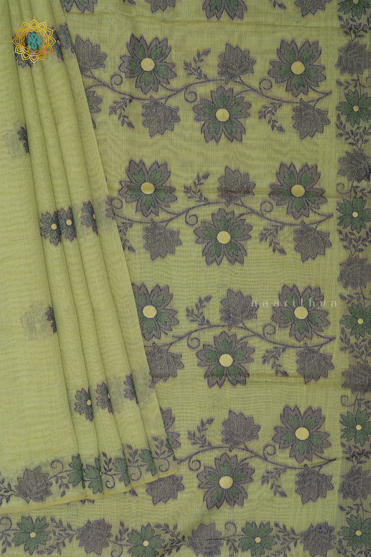 LIGHT GREEN WITH GREEN - MOONGA COTTON