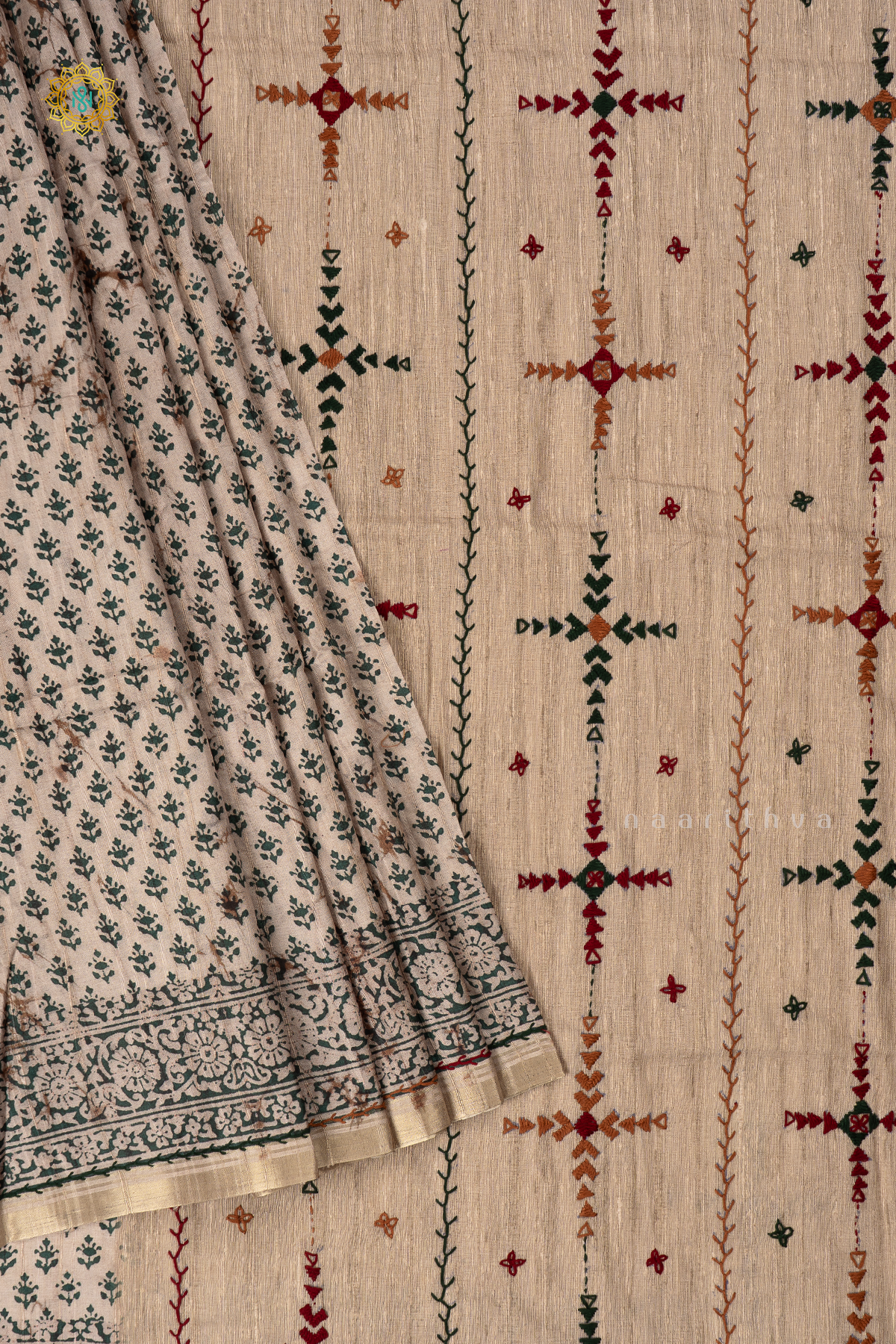 BEIGE WITH GREEN - KOTHA TUSSAR