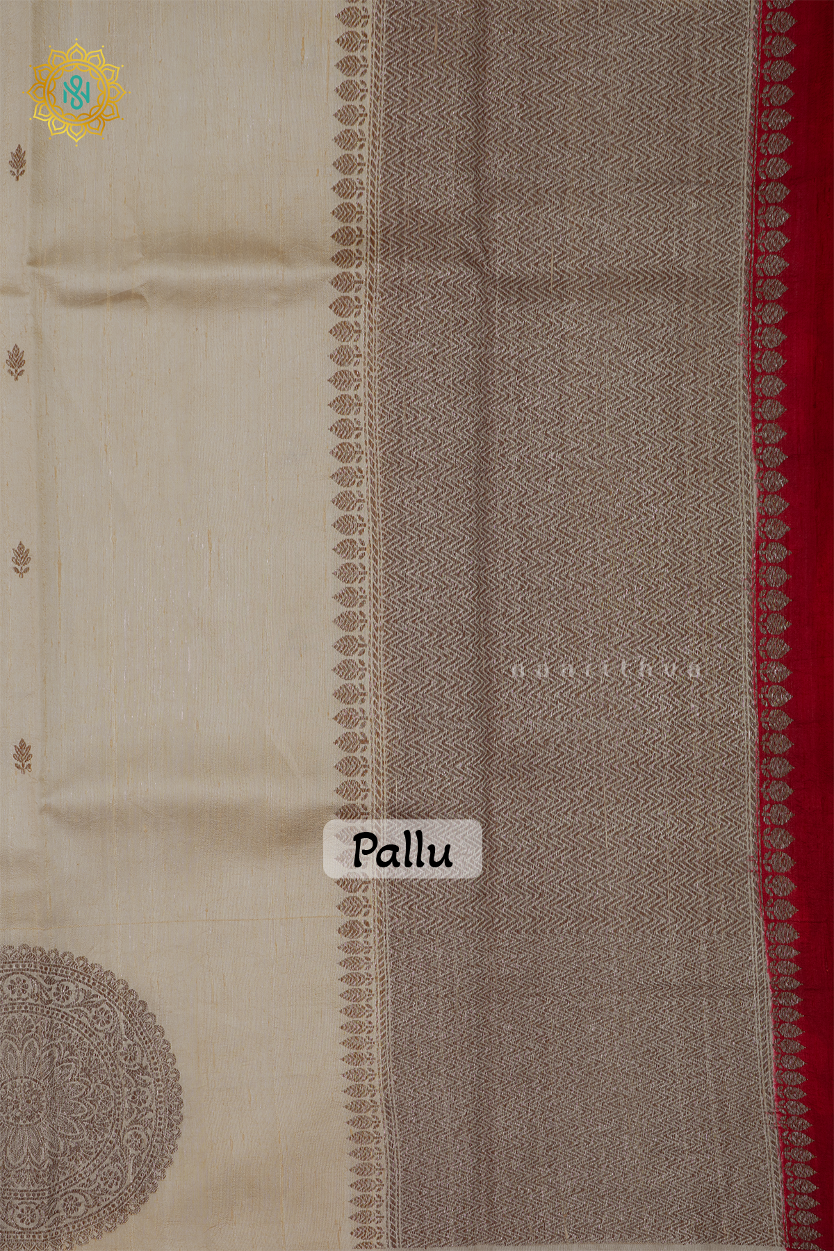 OFF WHITE WITh RED - PURE BANARASI RAW SILK