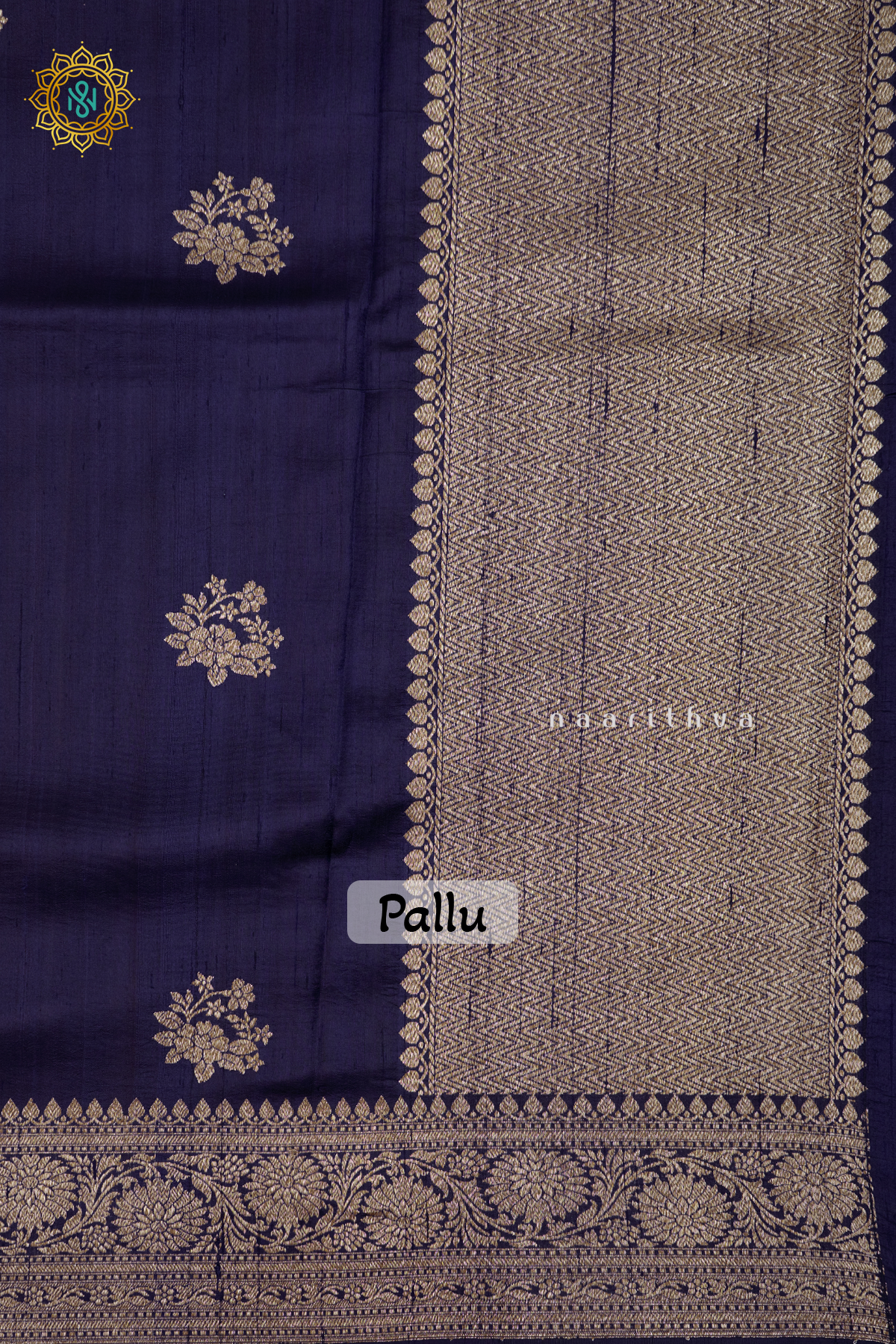 NAVY BLUE WITH RED - PURE BANARASI RAW SILK