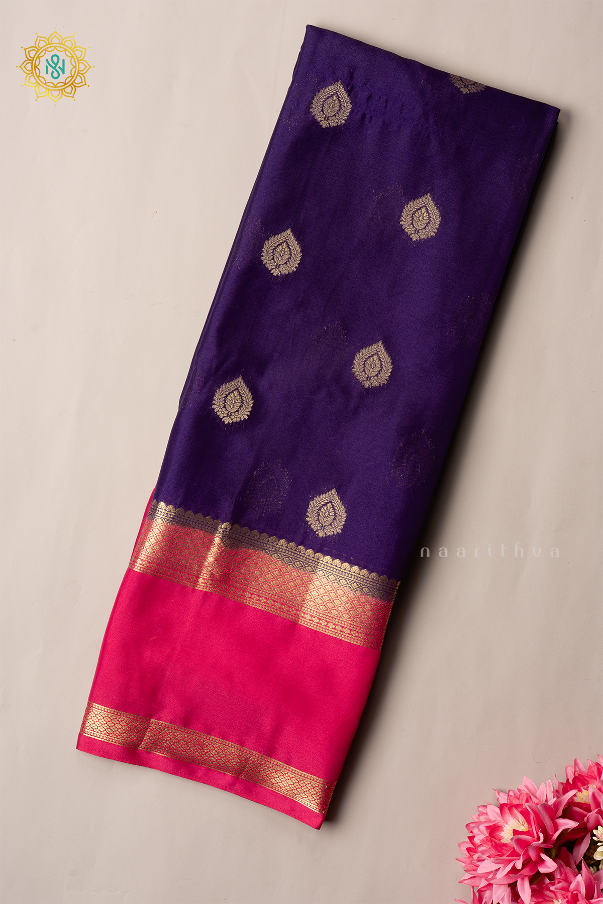 PURPLE WITH PINK - SEMI MYSORE CREPE SILK