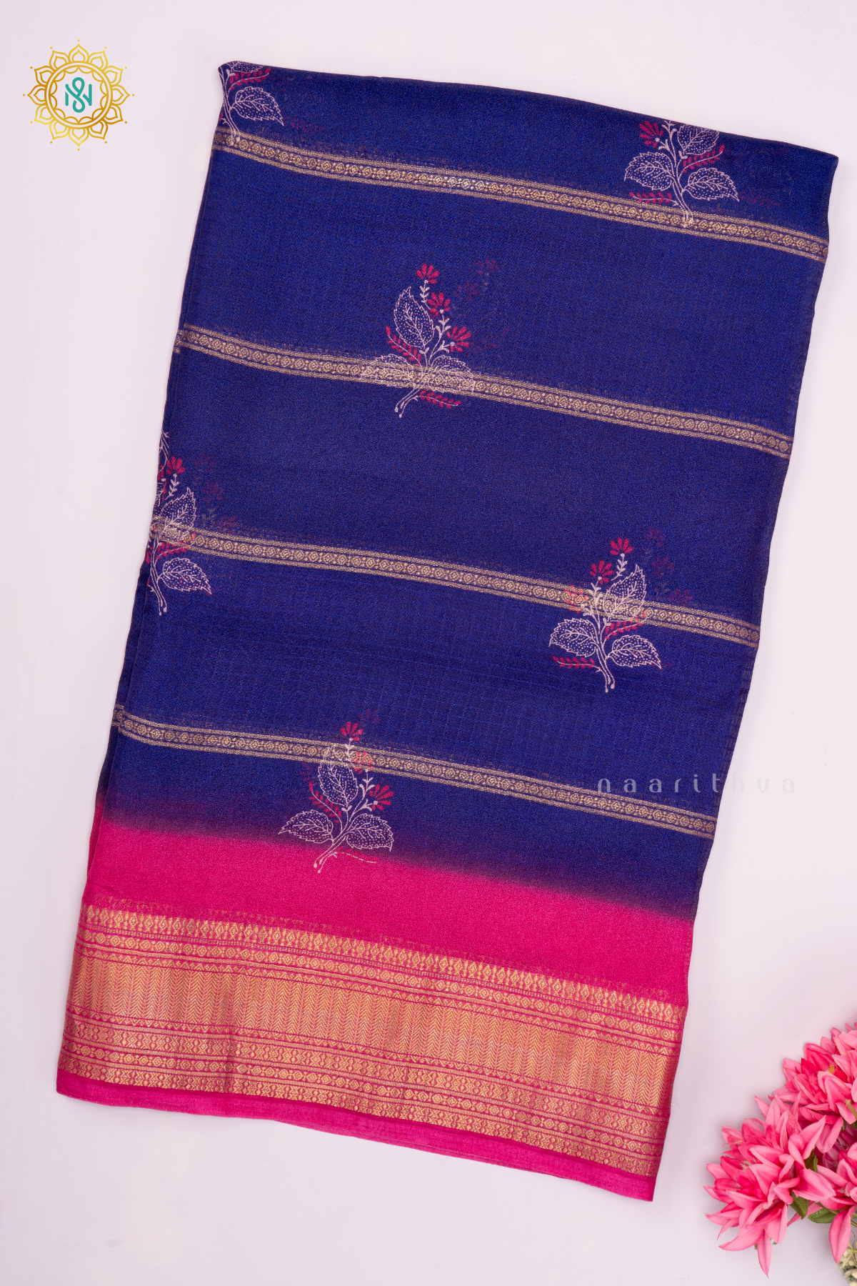 PURPLE WITH PINK - SEMI GEORGETTE