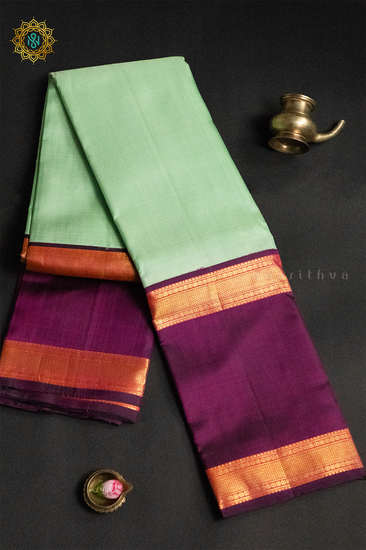 LIGHT GREEN WITH MAGENTA - PURE KANJIVARAM SILK