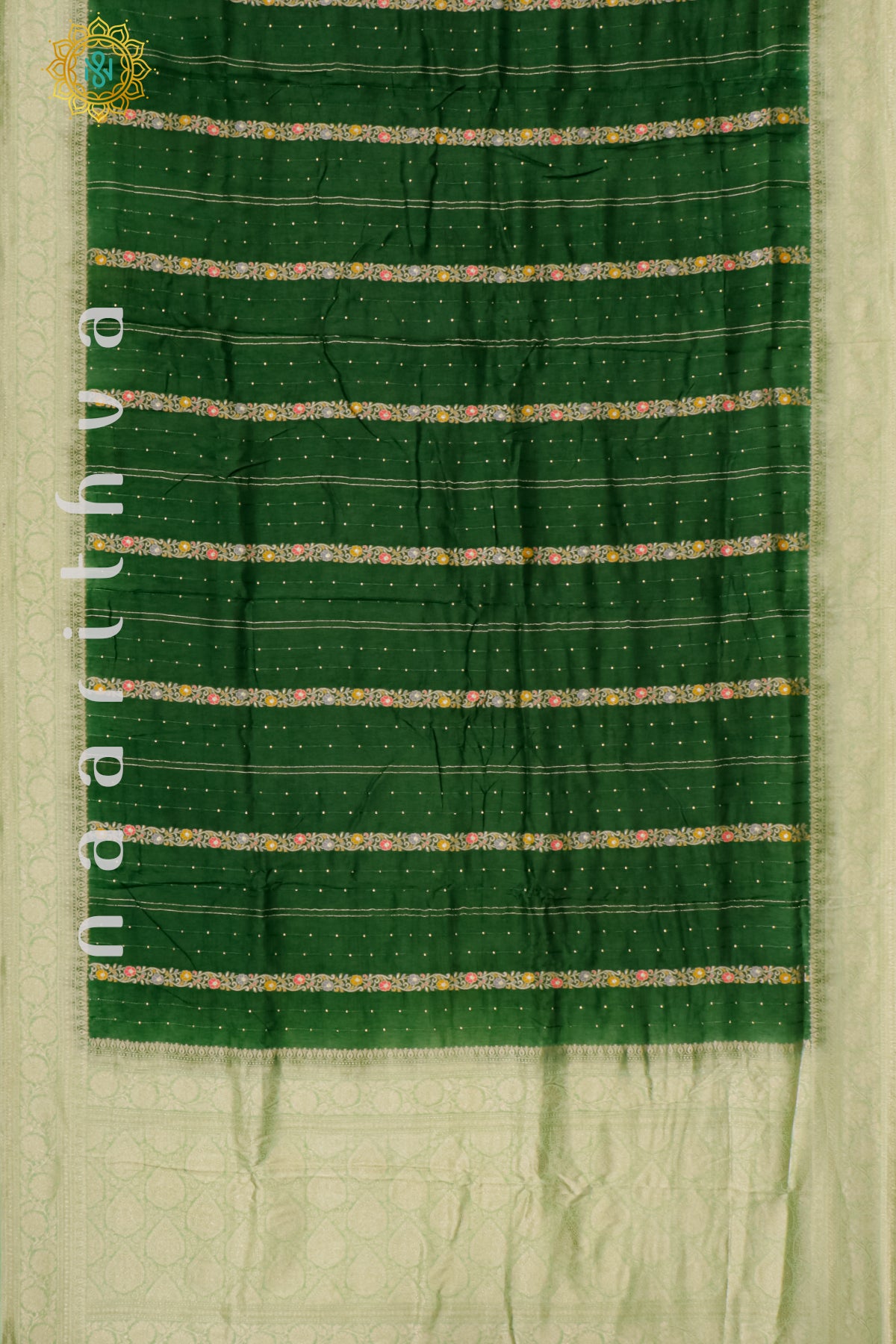 BOTTLE GREEN WITH LIGHT GREEN - DOLA SILK