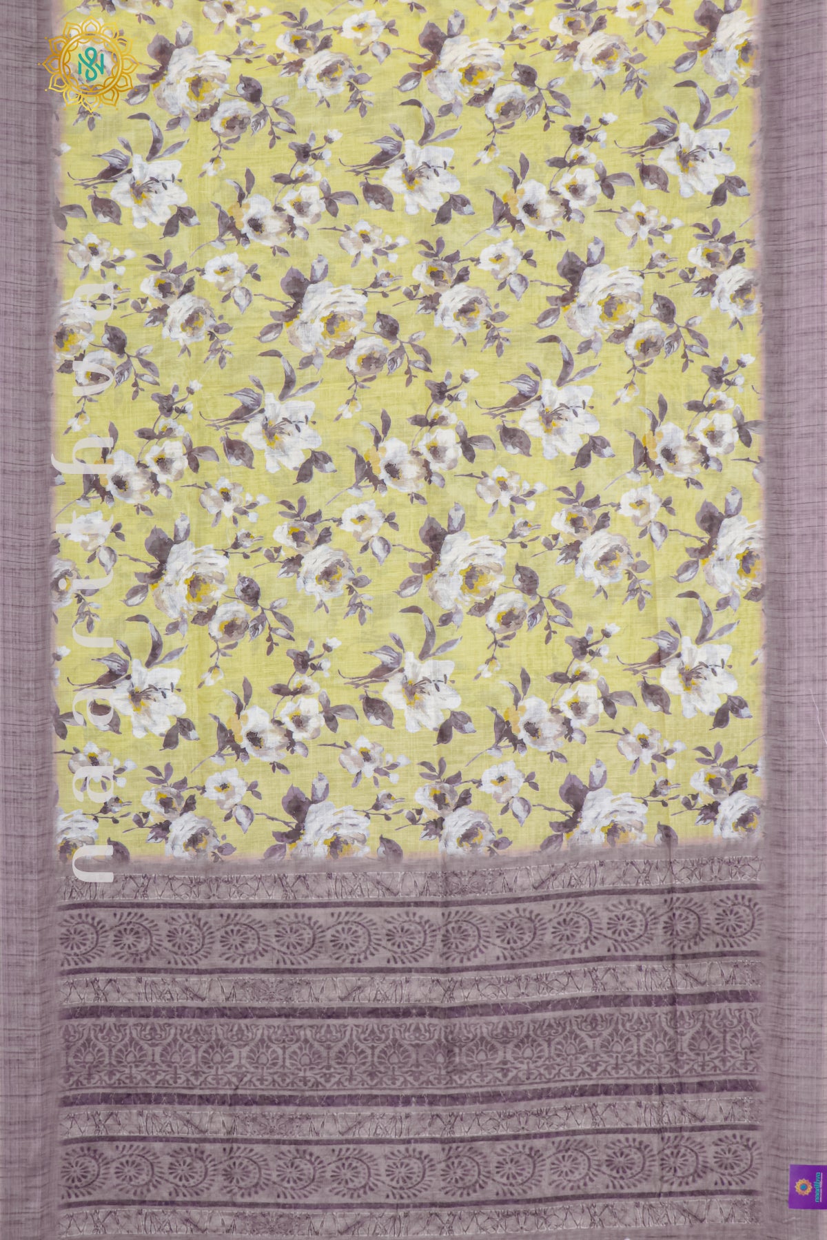 YELLOW WITH LIGHT BROWN - LINEN BY COTTON