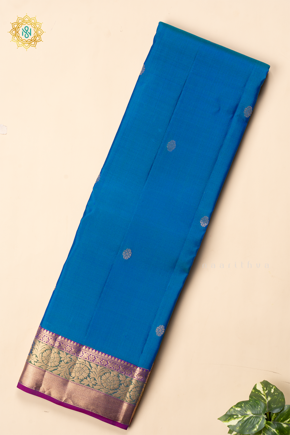 BLUE WITH PURPLE  - PURE KANJIVARAM SILK