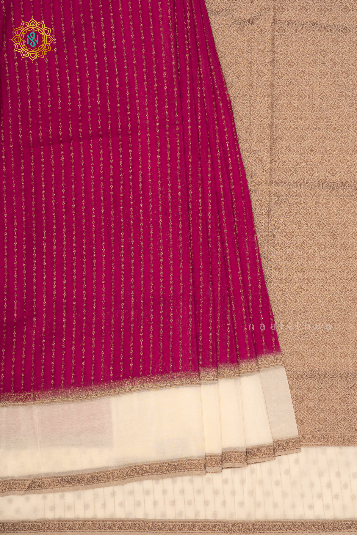 PINK WITH WHITE - SEMI CREPE GEORGETTE