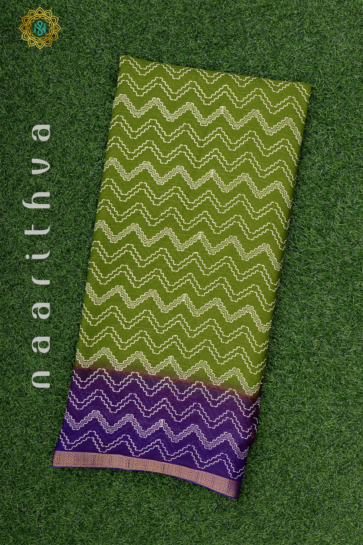 GREEN WITH PURPLE - SEMI GEORGETTE