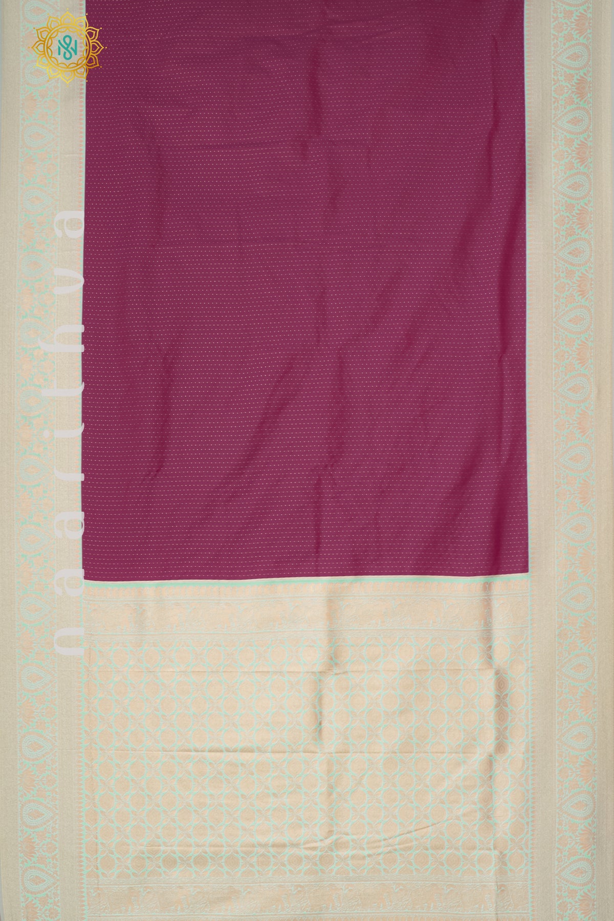 PINK WITH SAGE GREEN - SEMI SILK