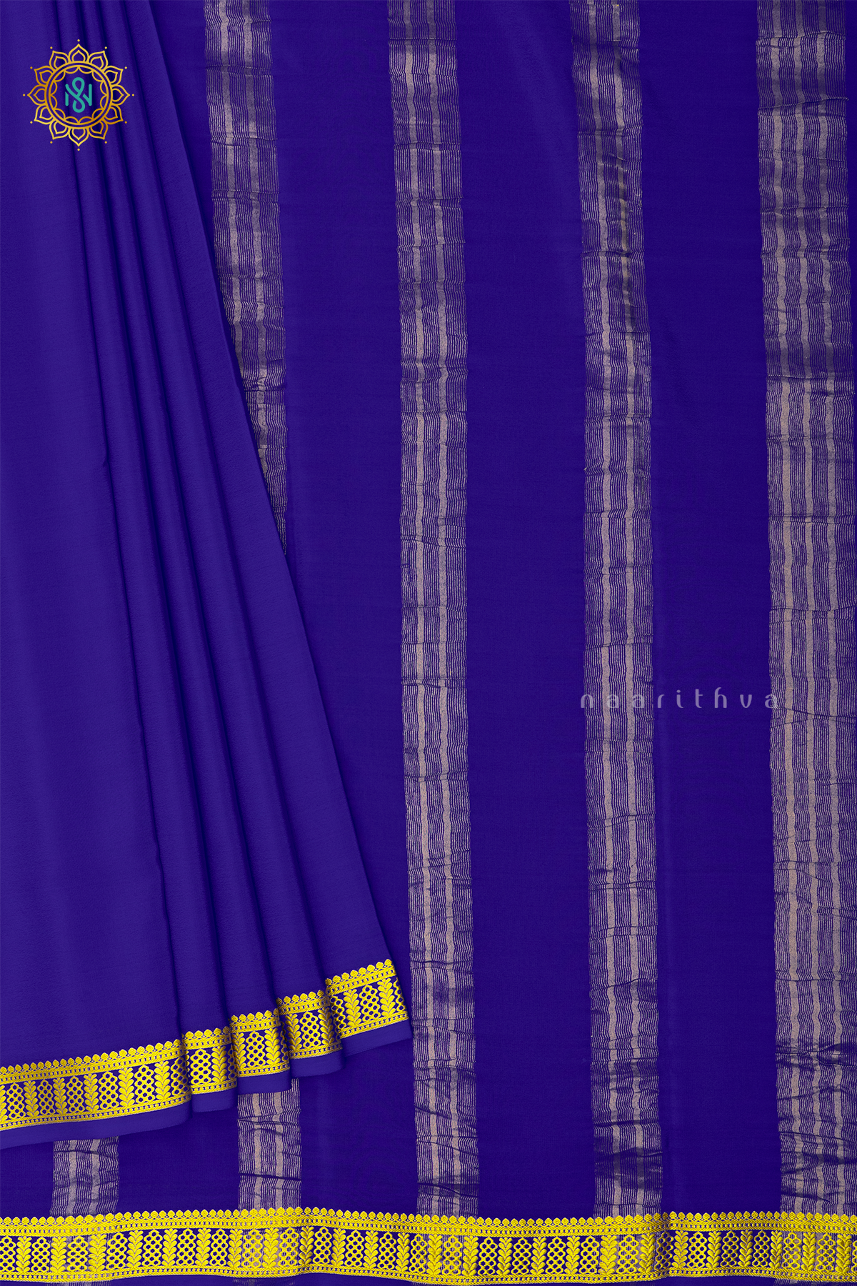 ROYAL BLUE - PURE MYSORE CREPE SILK