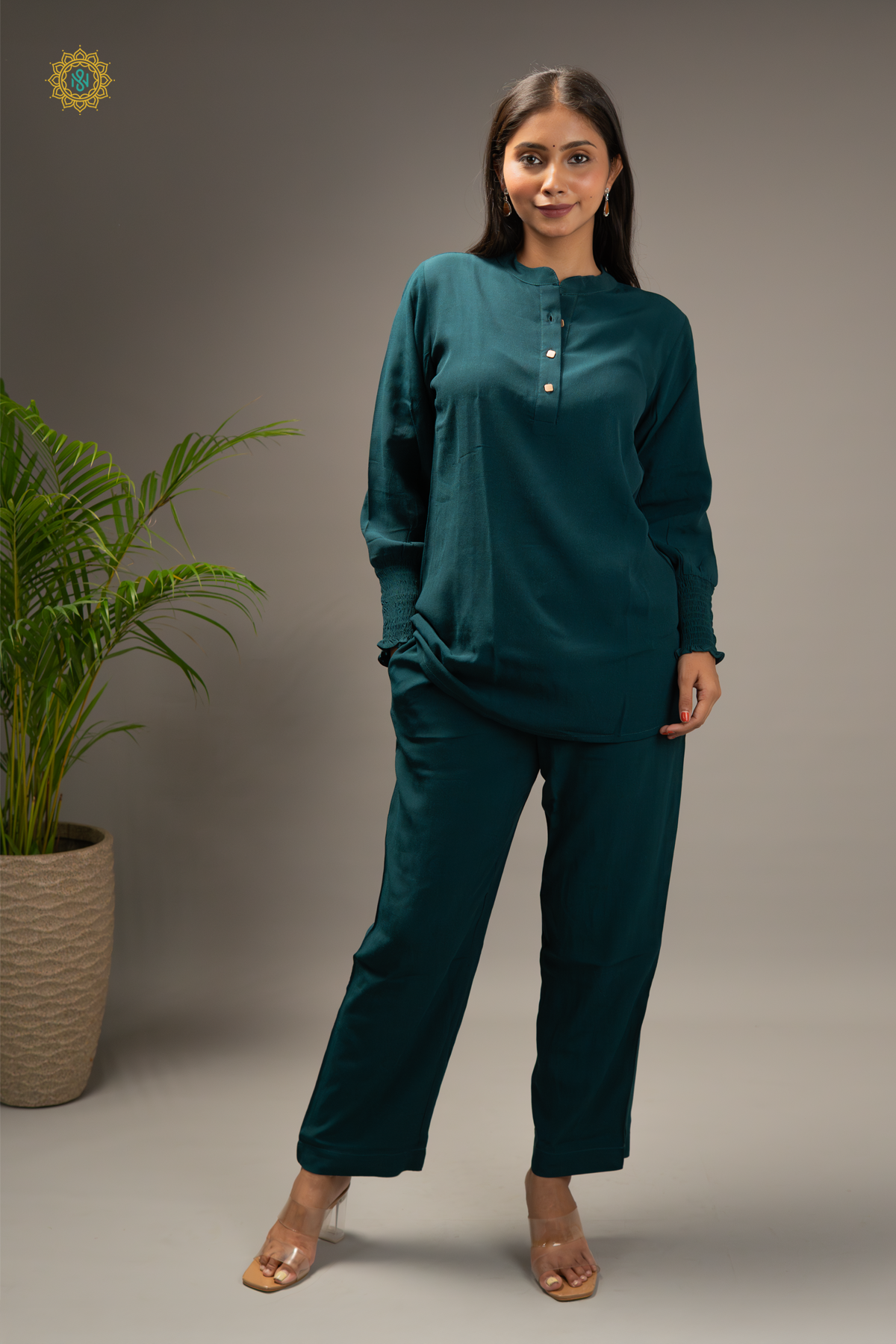 TEAL GREEN - CREPE 2PC CO-ORD SET