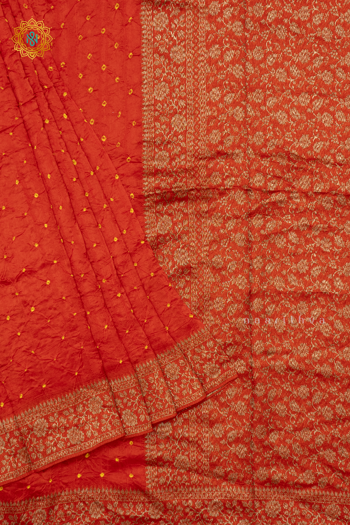 ORANGE - SEMI TUSSAR WITH TIE & DYE