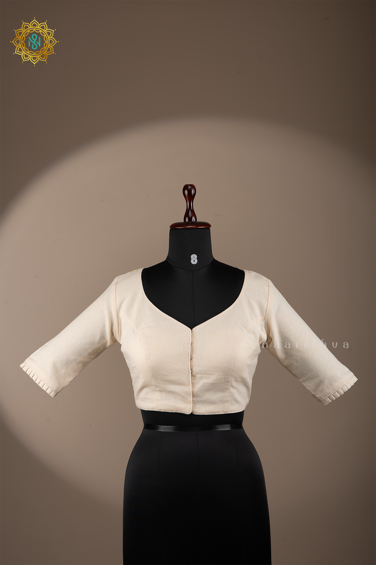 OFF WHITE - LINEN READY MADE BLOUSE WITH HAND EMBROIDERY