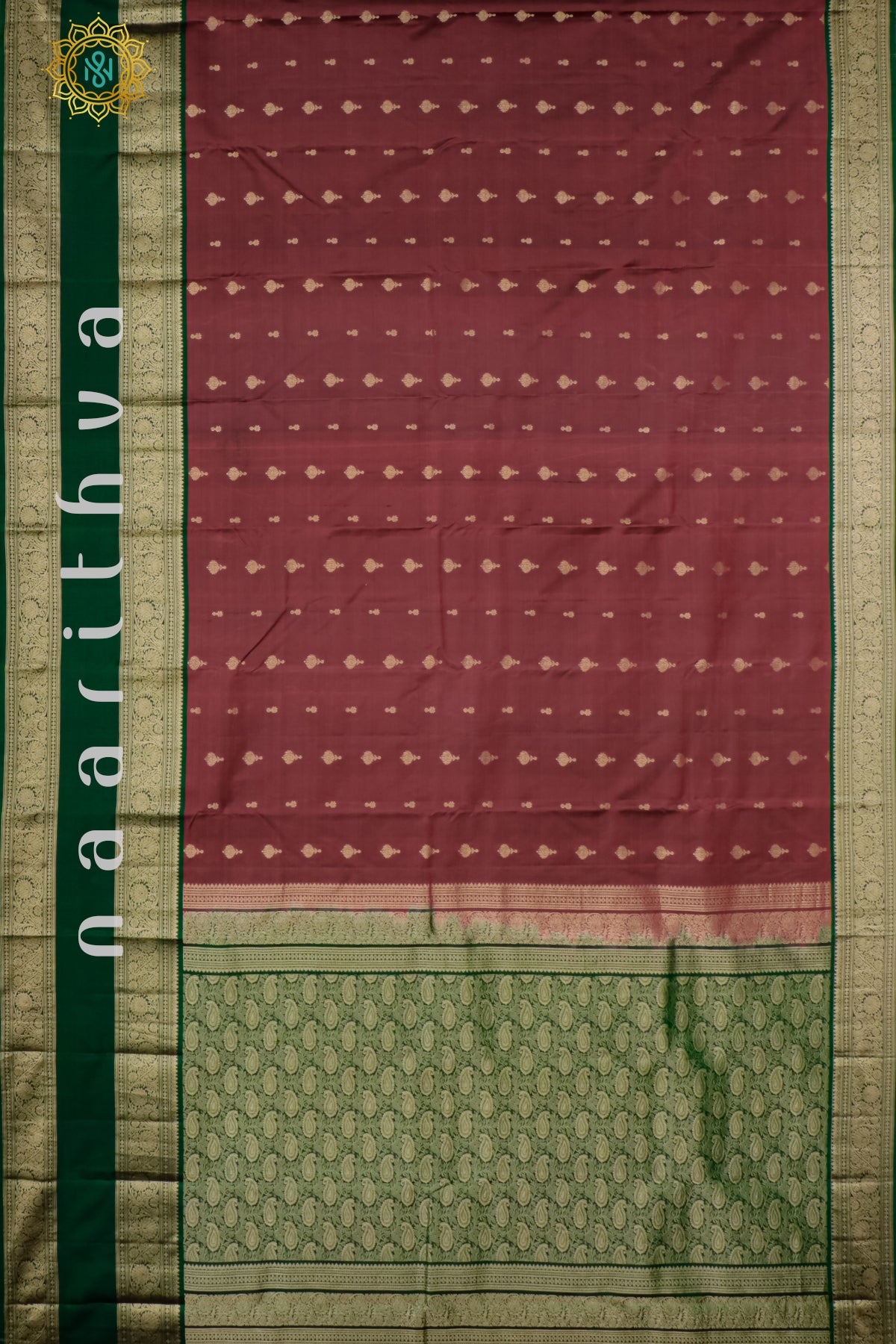 MAROON WITH BOTTLE GREEN - PURE KANJIVARAM SILK