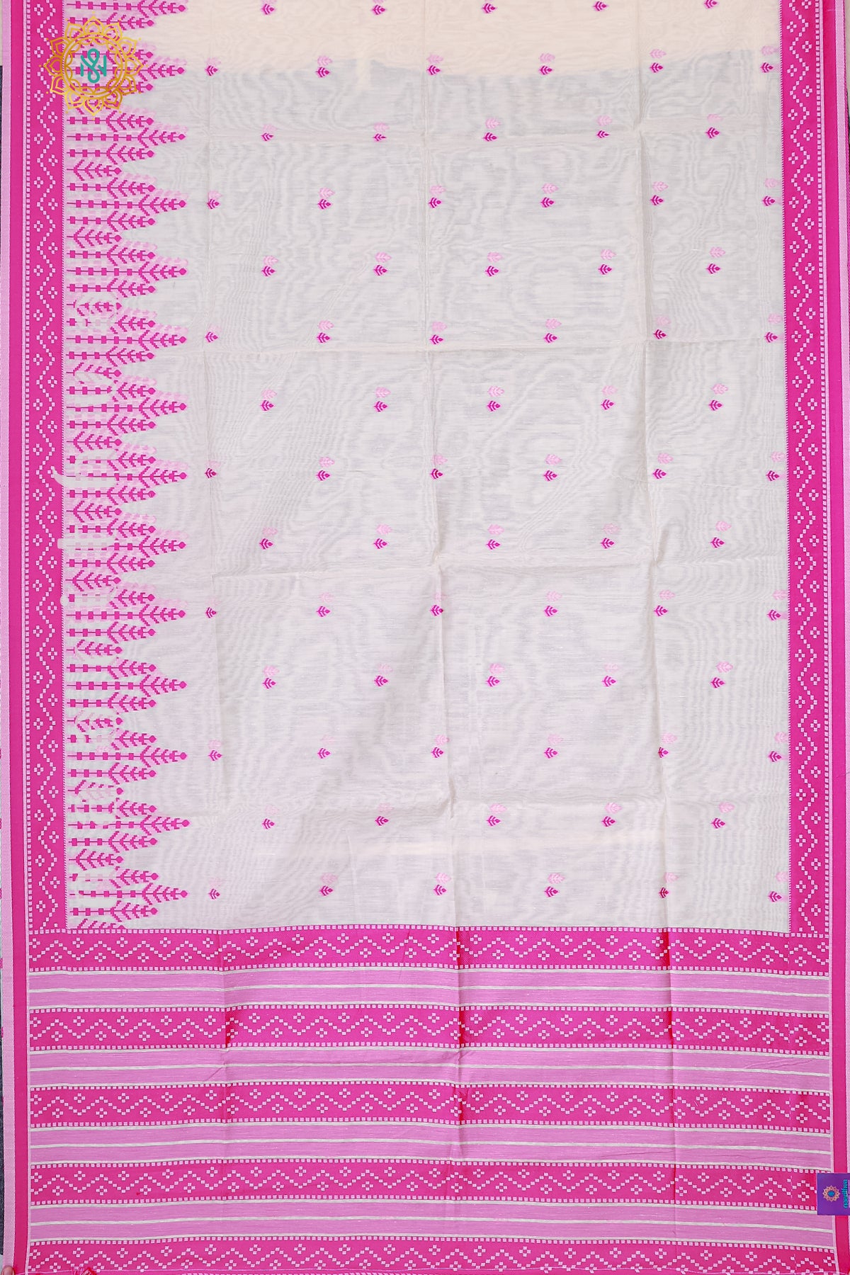 WHITE WITH PINK - POLY COTTON