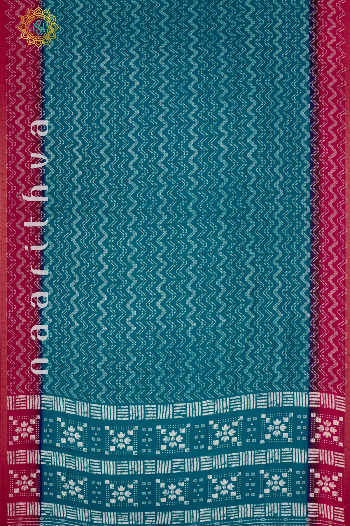 SKY BLUE WITH PINKISH RED - SEMI GEORGETTE