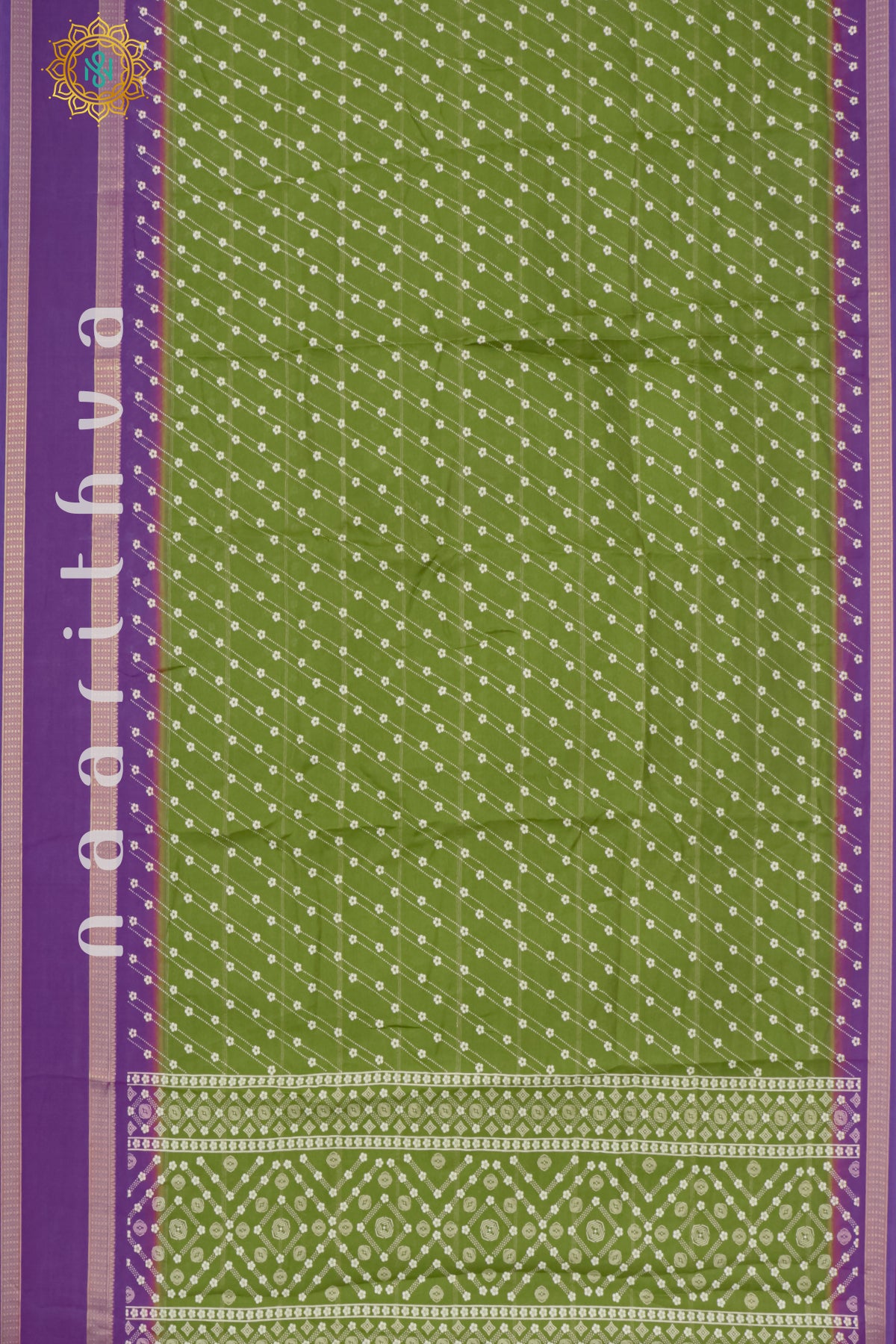 PARROT GREEN WITH PURPLE - SEMI GEORGETTE