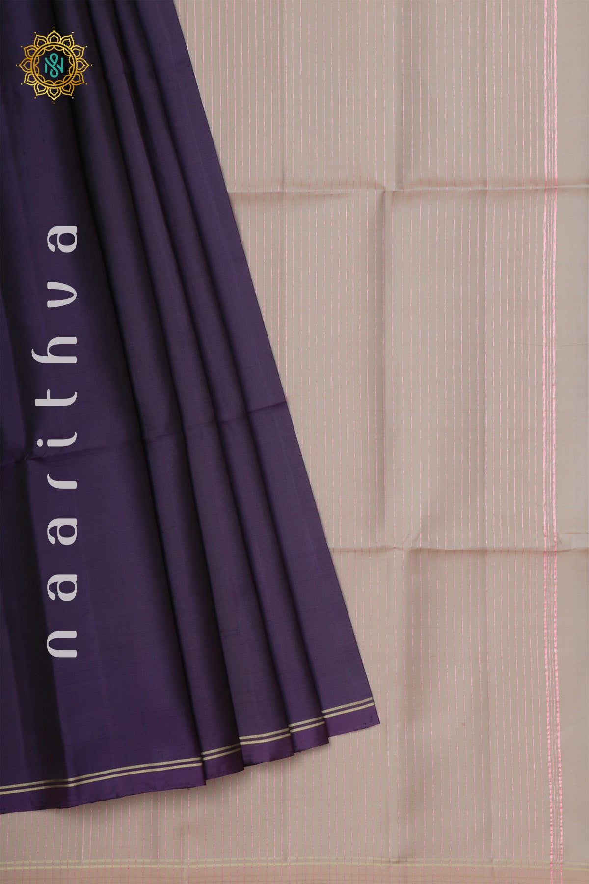 PURPLE WITH BEIGE - PURE KANJIVARAM SOFT SILK