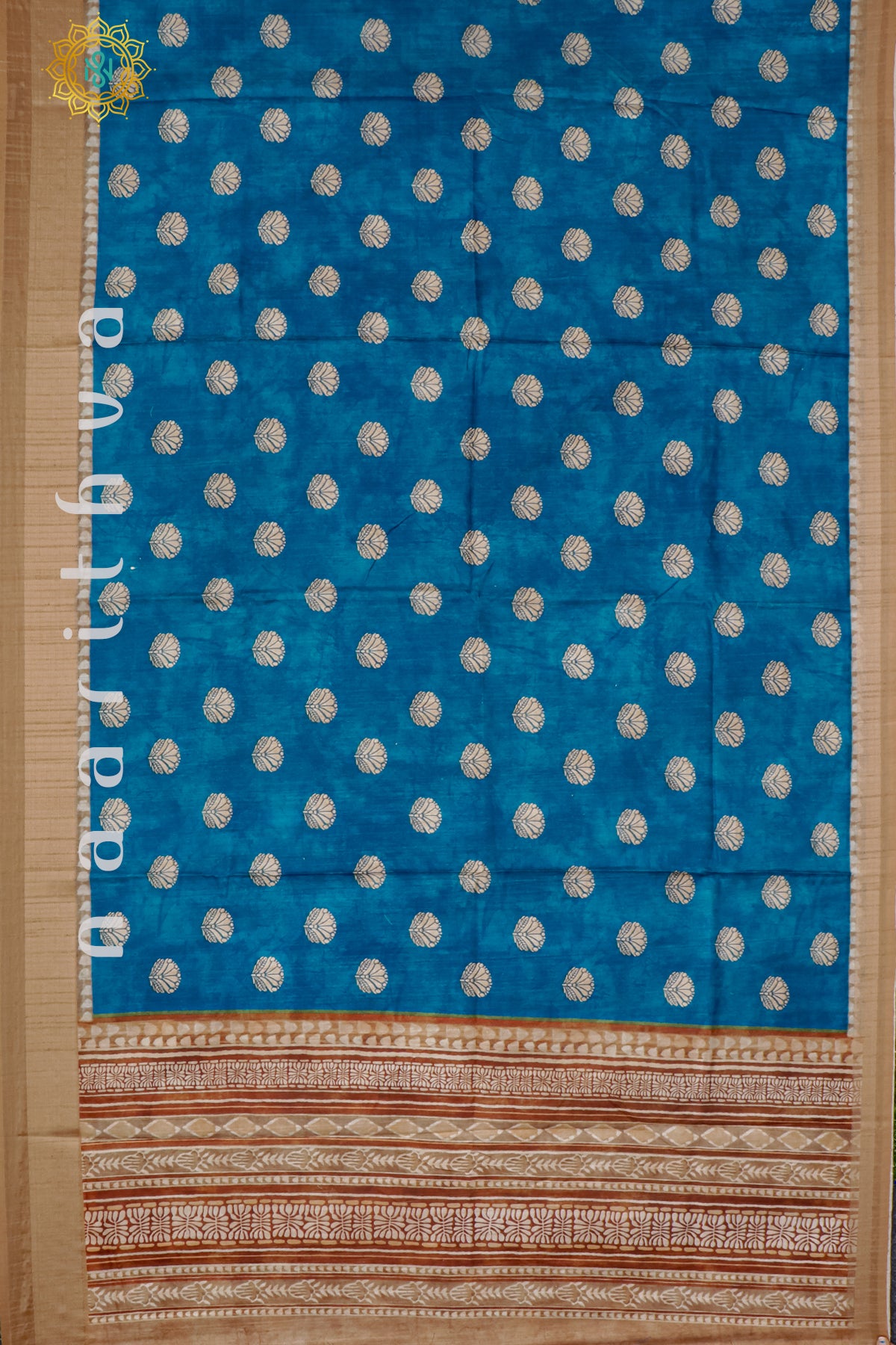 SKY BLUE WITH BROWN - DOLA SILK