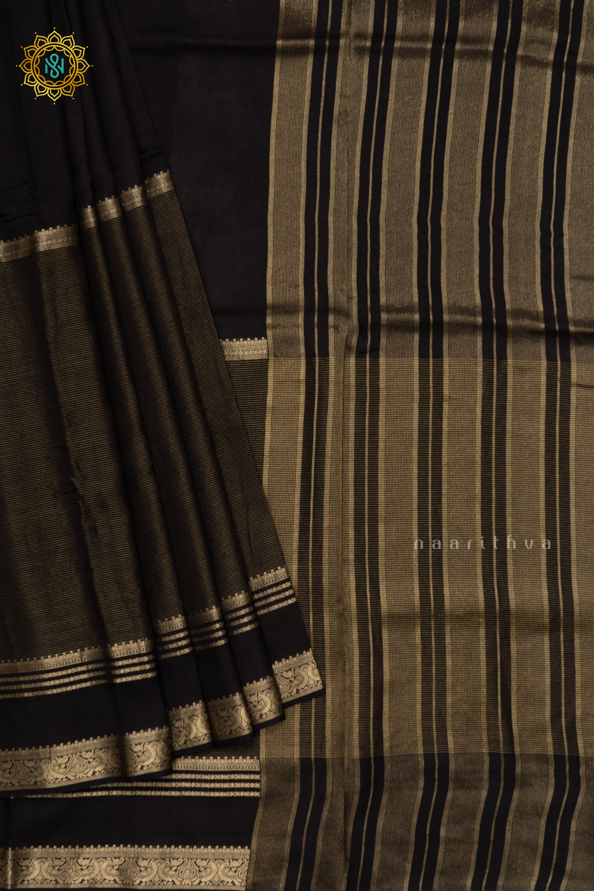 BLACK WITH RED - SEMI CREPE SILK