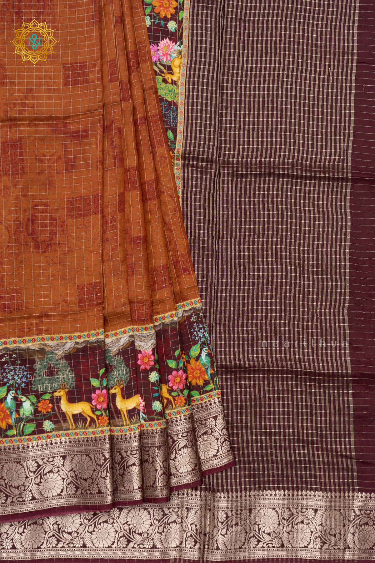 RUST ORANGE WITH WINE - SEMI CREPE SILK