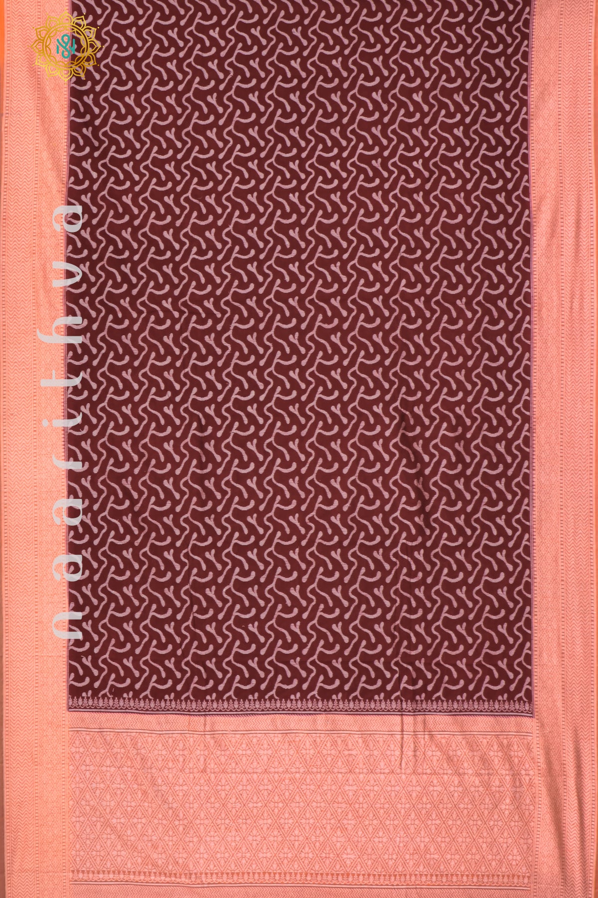 MAROON WITH PEACHISH ORANGE - JUTE COTTON