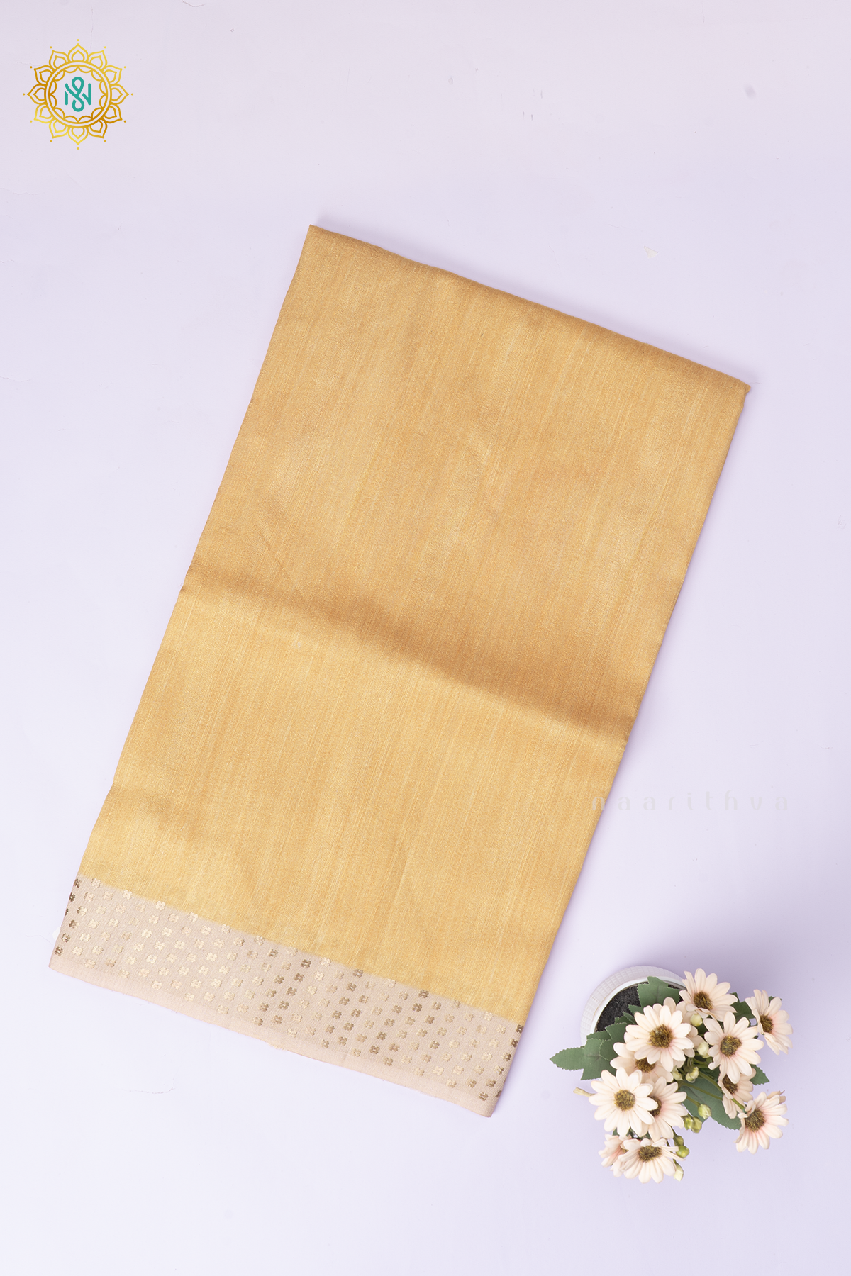 Light Yellow With Dark Peach Semi Cotton Tussar Saree with Contrast Border & Kalamkari Printed Pallu