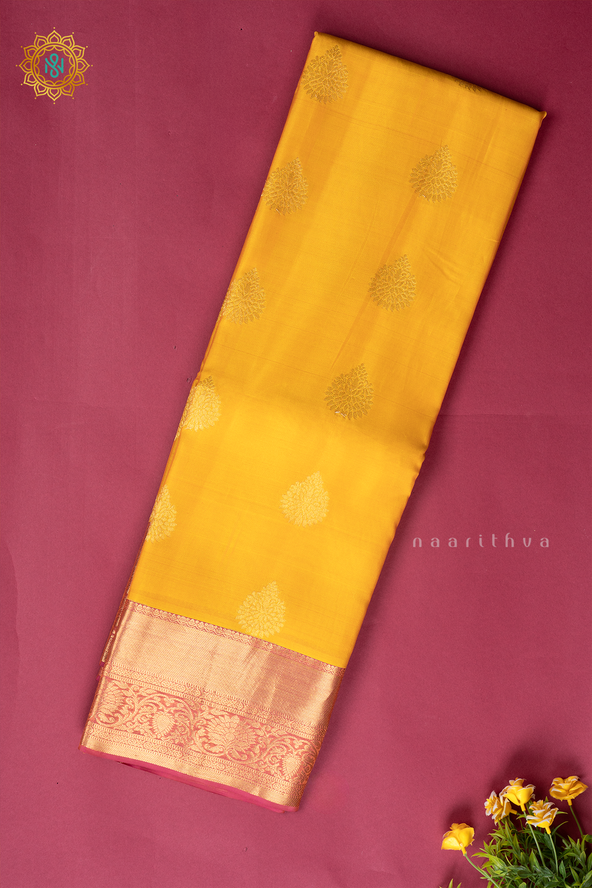 YELLOW WITH DUAL SHADE OF PINK - PURE MIX KANJIVARAM