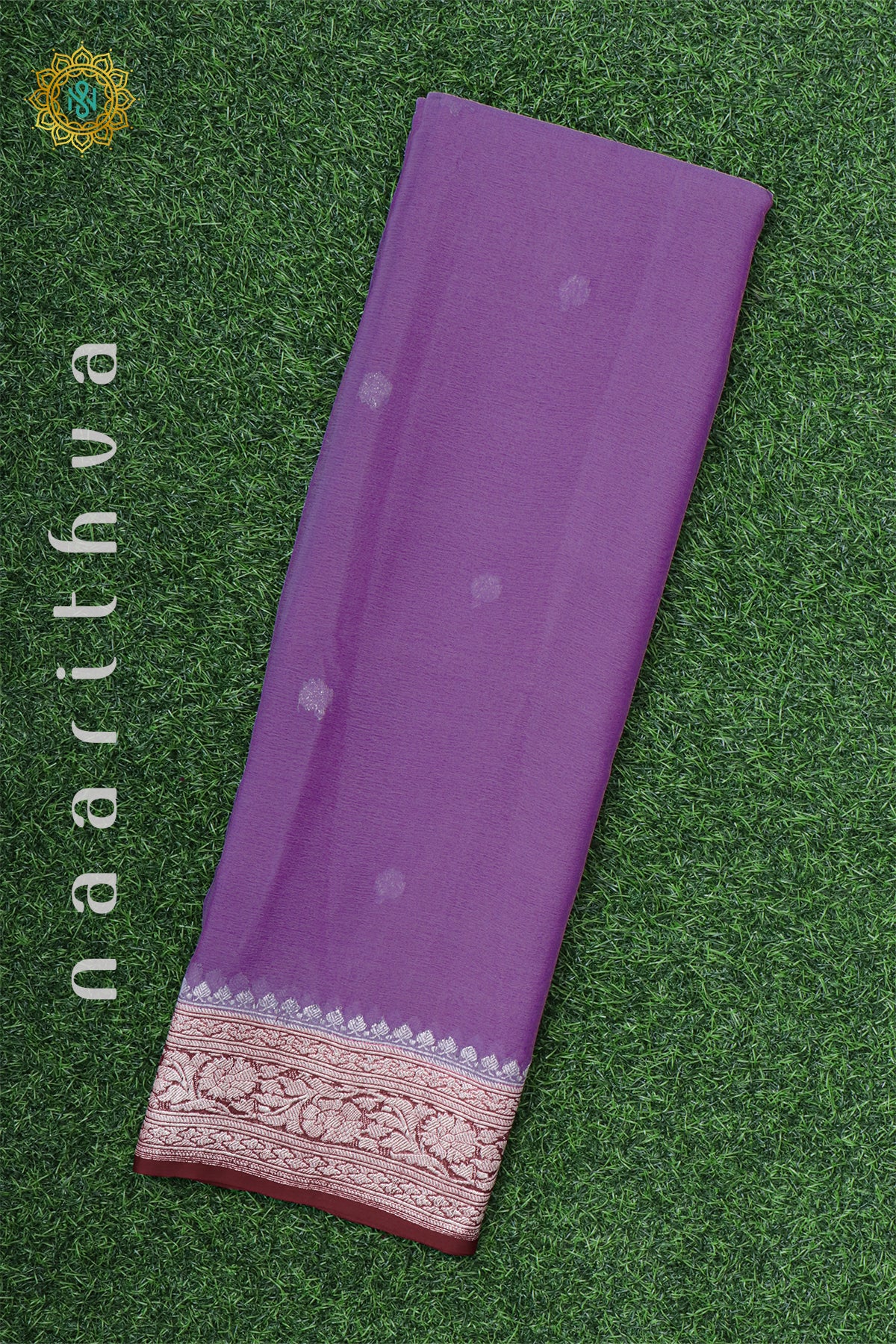 LAVENDER WITH BROWN - PURE BANARASI CHIFFON