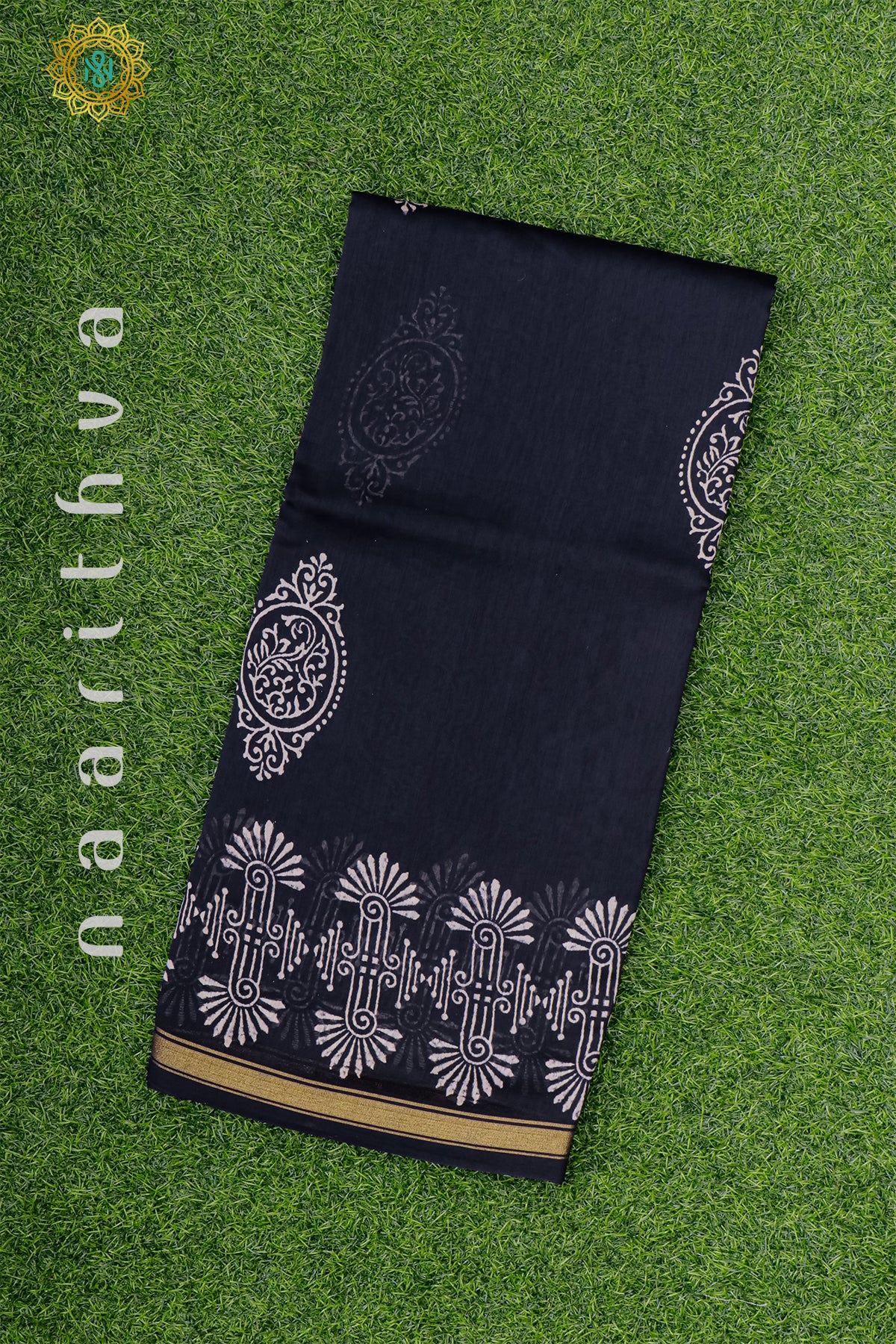 NAVY BLUE - CHANDERI  COTTON