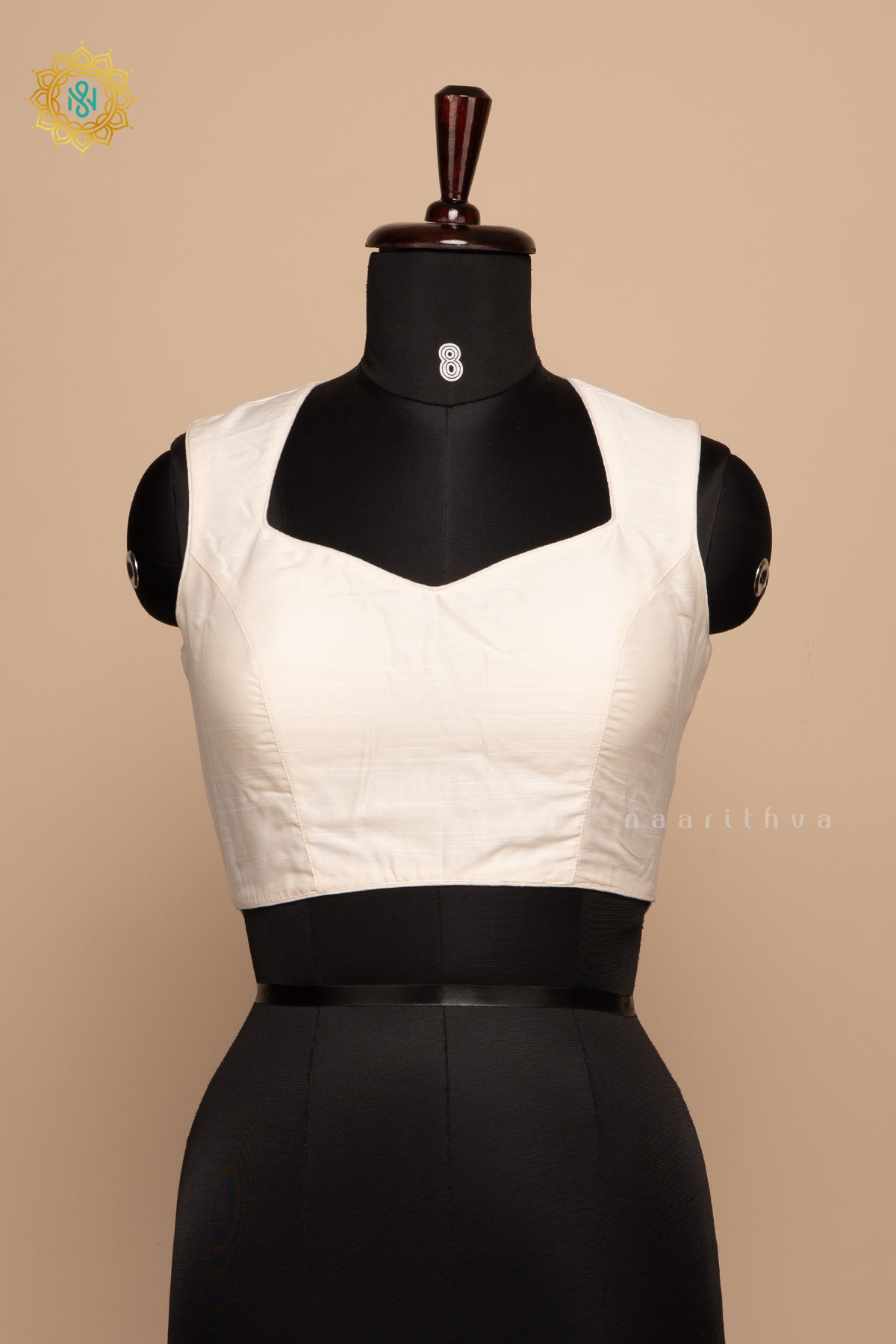White - Plain Raw Silk Sleeveless Readymade Blouse