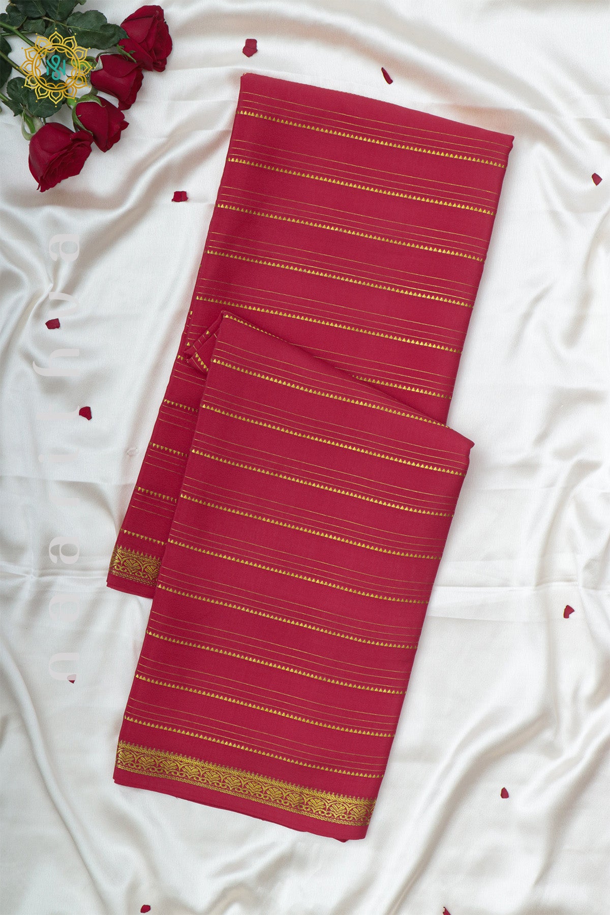 PINKISH RED - PURE MYSORE CREPE SILK