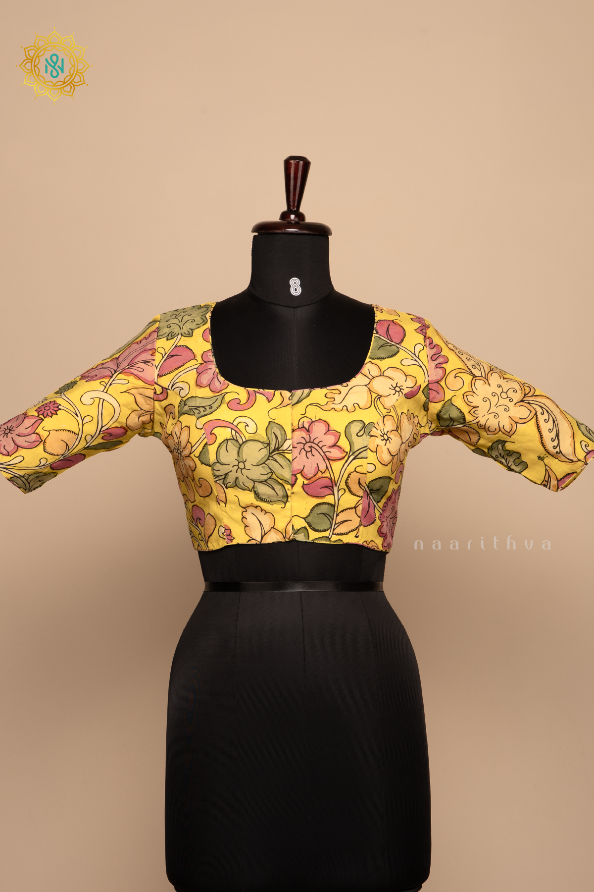 Yellow - Pure Silk Hand painted Pen kalamkari readymade blouse