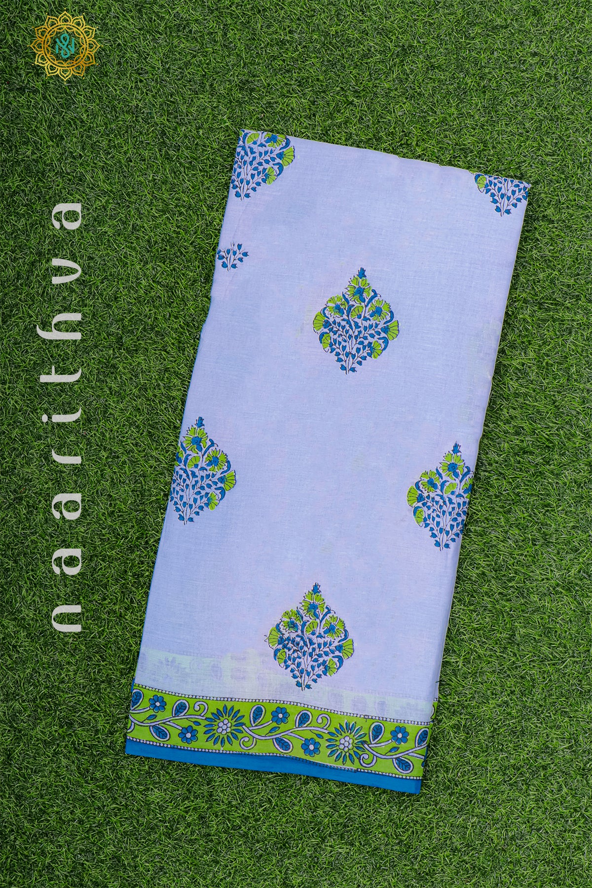 BLUE WITH GREEN - MUL COTTON