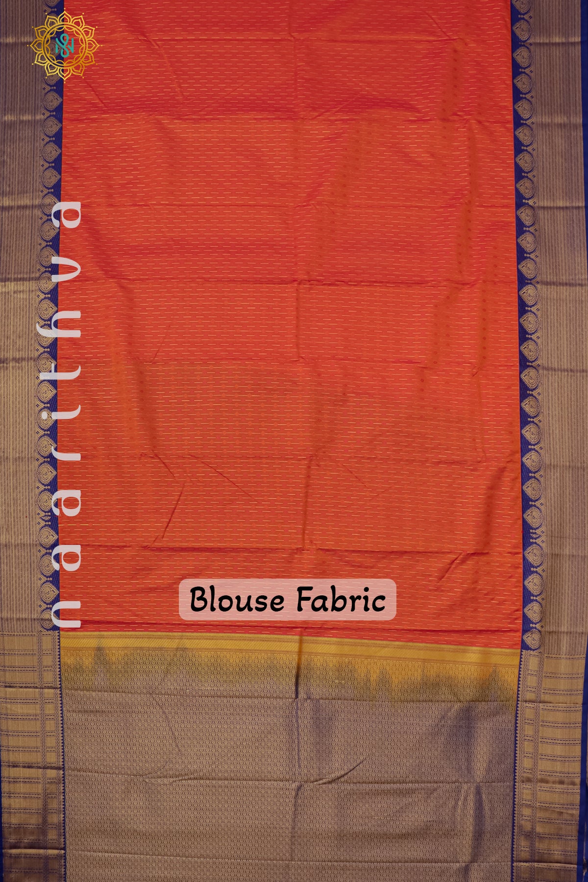 DUAL SHADE OF ORANGE WITH BLUE - SEMI KANCHI